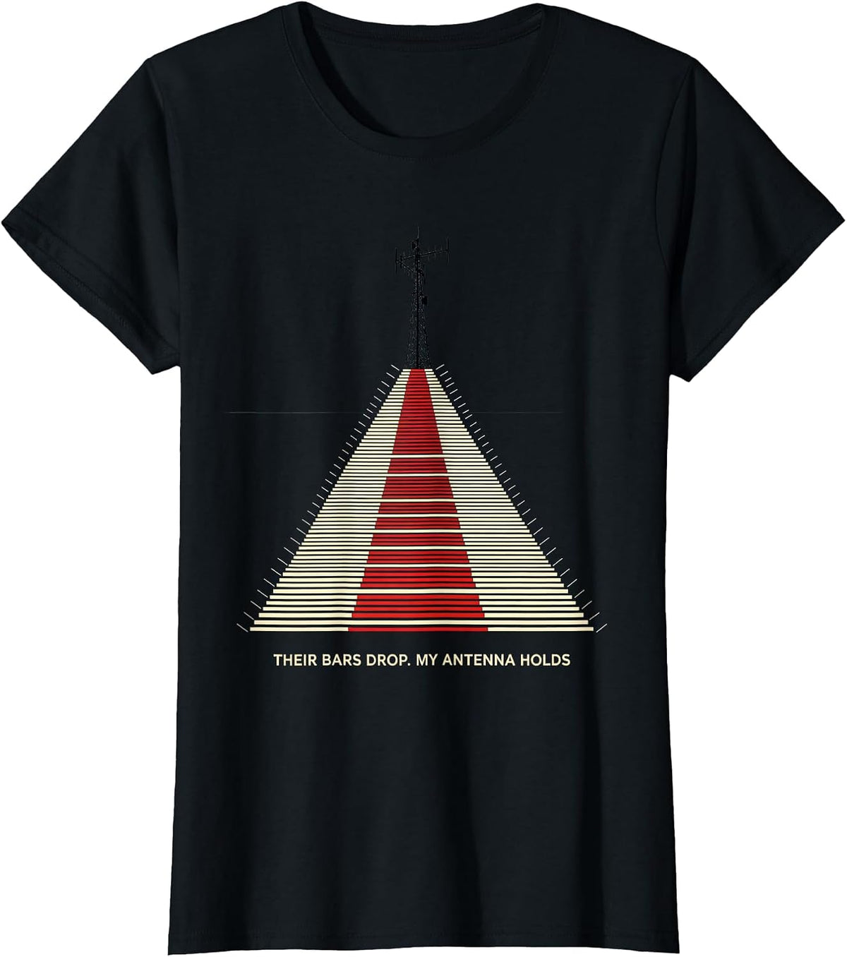 Women's Their Bars Drop My Antenna Holds Funny Ham Radio Operator T-Shirt - Black