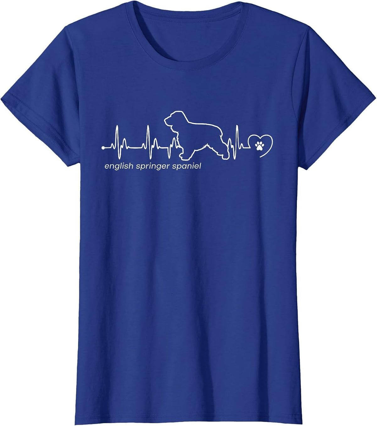 Heartbeat English Springer Spaniel T-Shirt - Royal Blue