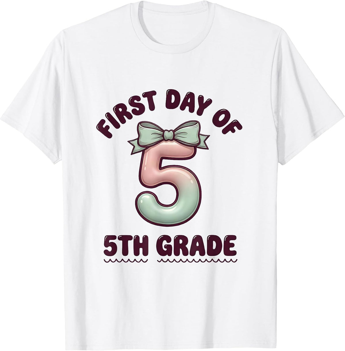 Men's First Day Of 5th Grade Coquette Bow Back To School Girly T-Shirt - White