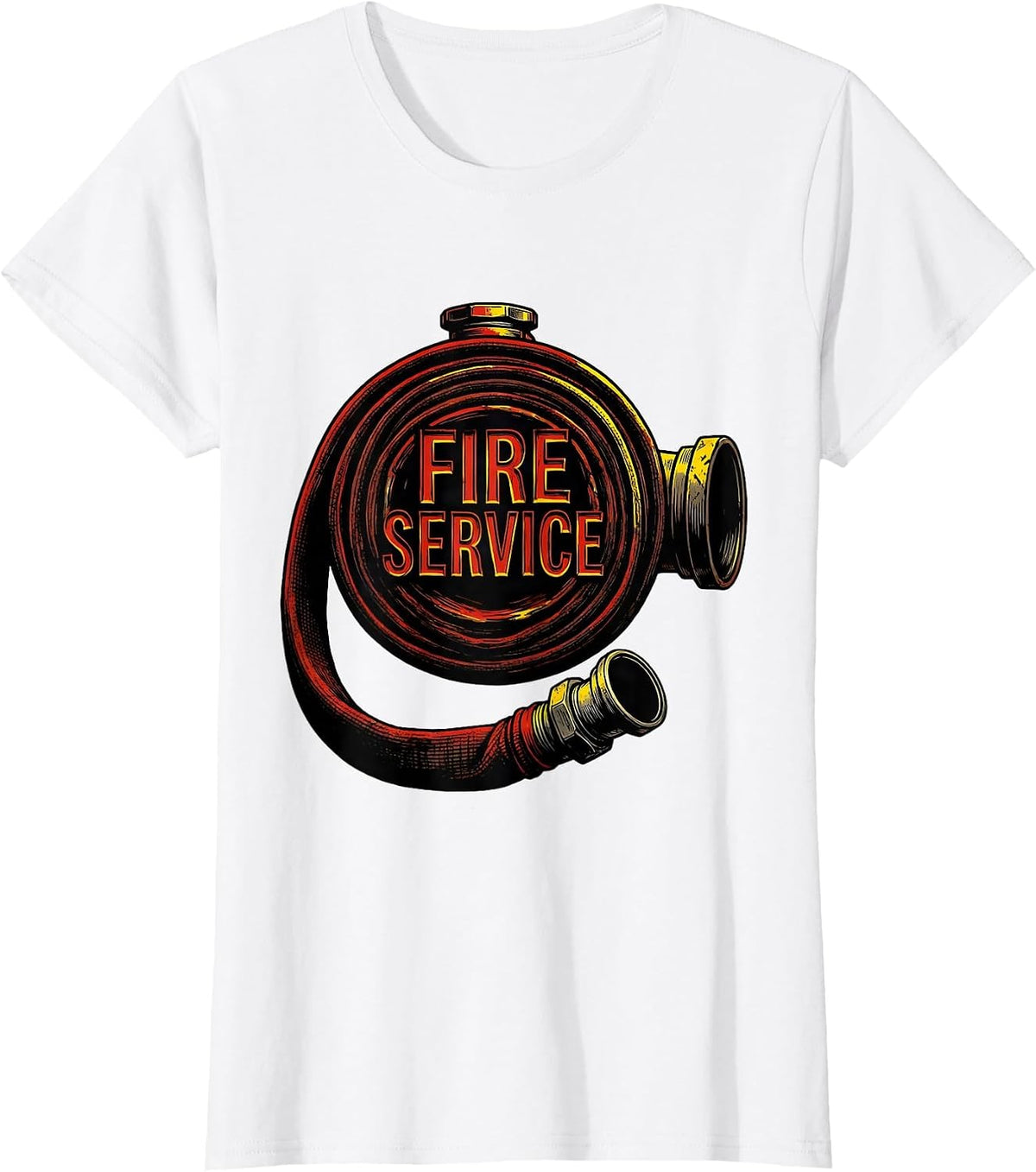 Women's Fire Service Stencil Graphic Firefighter Humor Pride Gift T-Shirt - White
