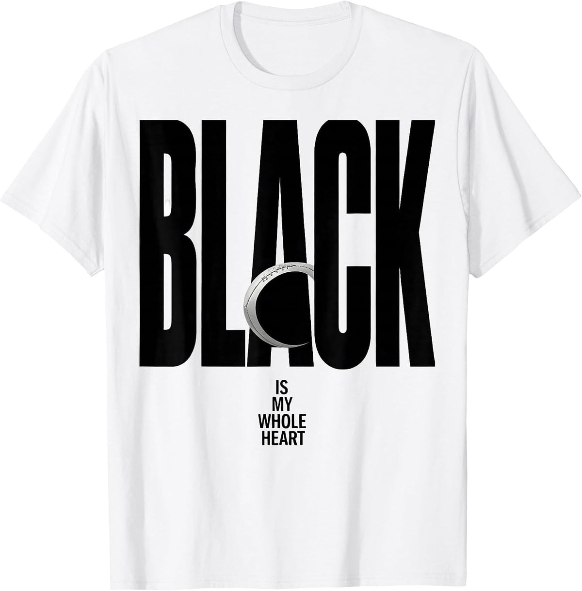 Men's Black Is My Whole Heart National Pride Rugby Fan Kiwi T-Shirt - White