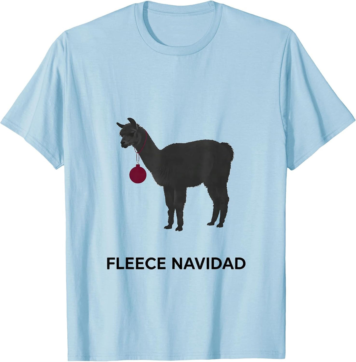 Men's Llama Slouch Funny Christmas Pun Fleece Navidad Gift T-Shirt - Baby Blue