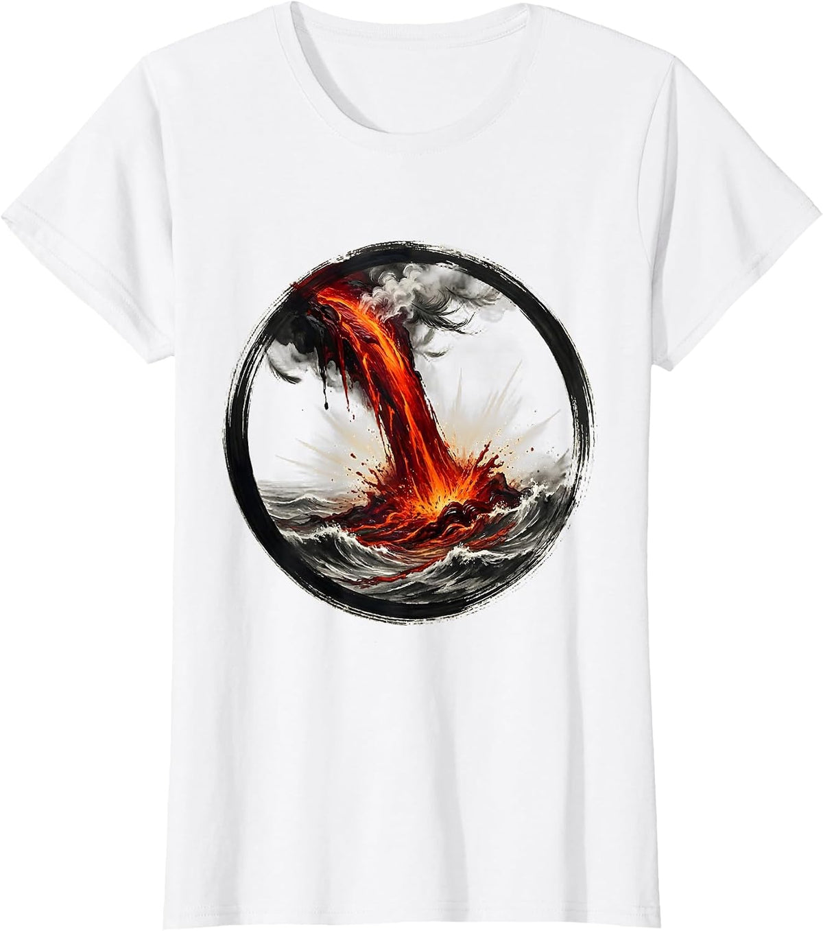 Hawaiian Lava Flow Ocean Shoreline Graphic T-Shirt - White