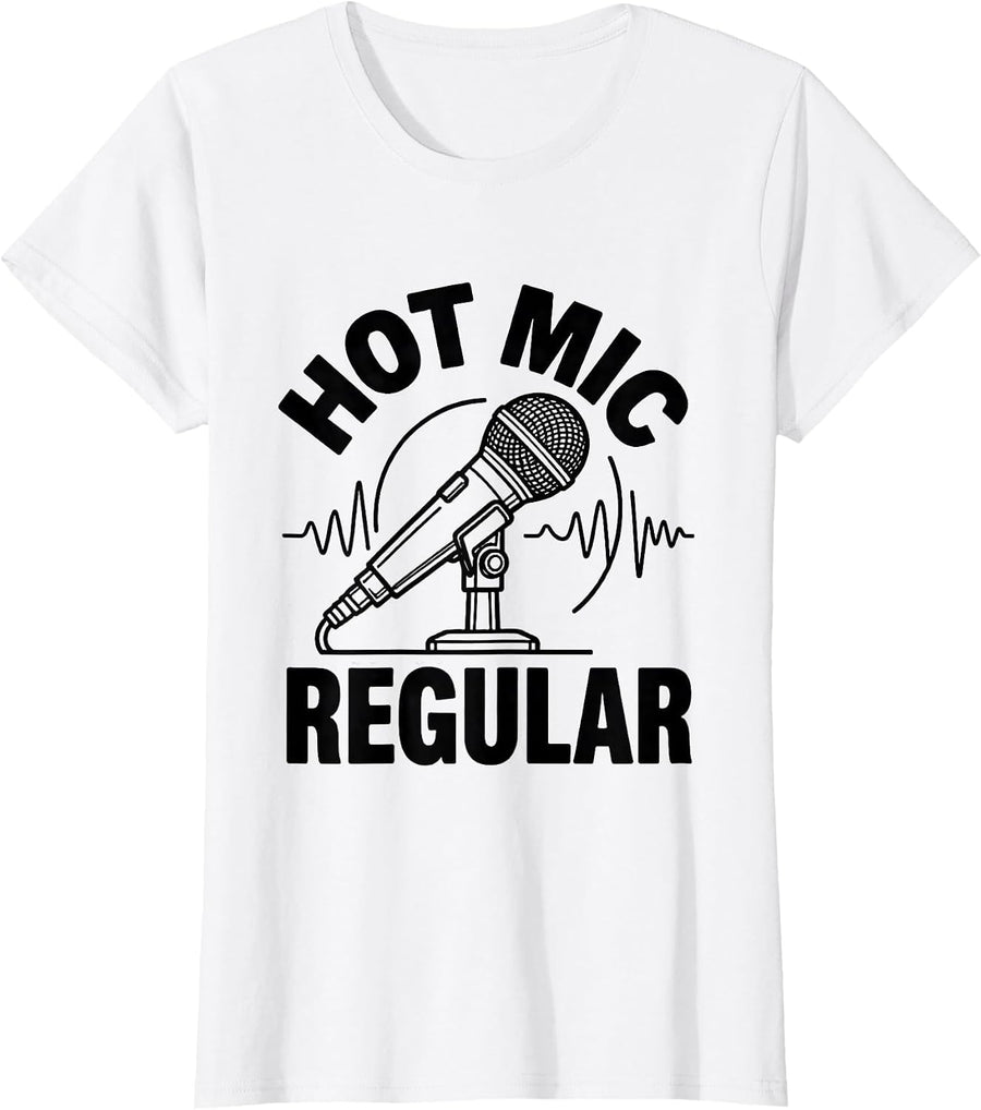 Women's Hot Mic Regular Funny EMS Paramedic First Responder T-Shirt - White