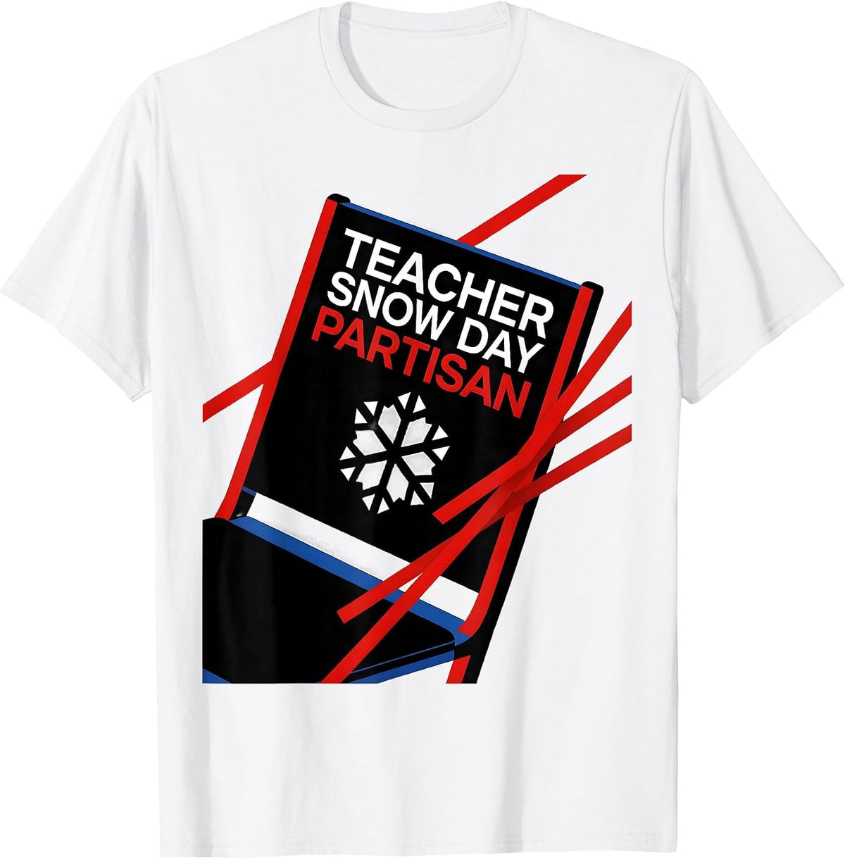 Men's Teacher Snow Day Partisan Funny Christmas Teacher Gift T-Shirt - White