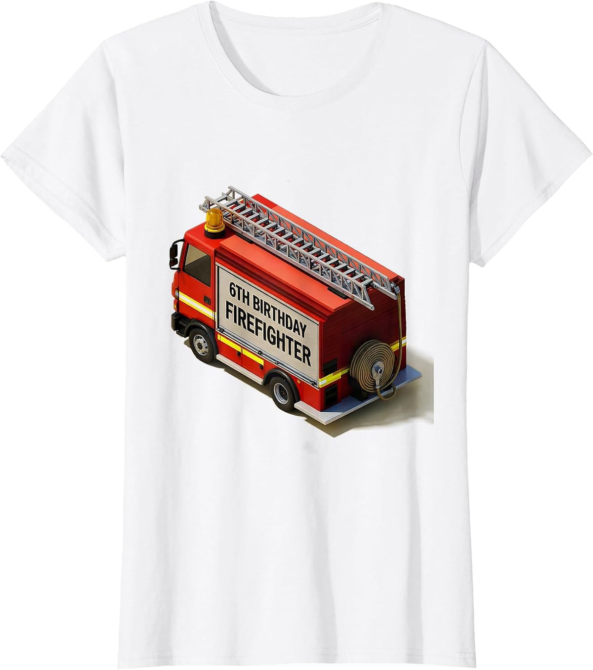 Women's 6th Birthday Firefighter Isometric Fire Truck Kids Party T-Shirt - White