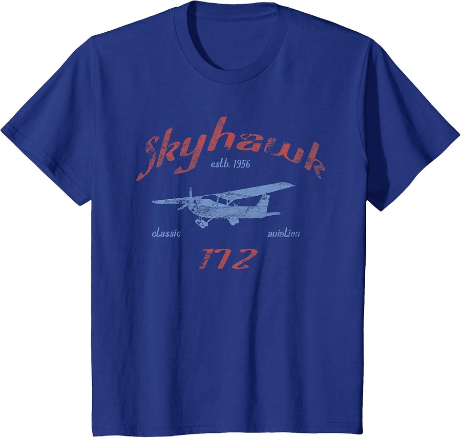 172 Skyhawk Airplane Classic Vintage Aviation Private Pilot T-Shirt - Royal Blue