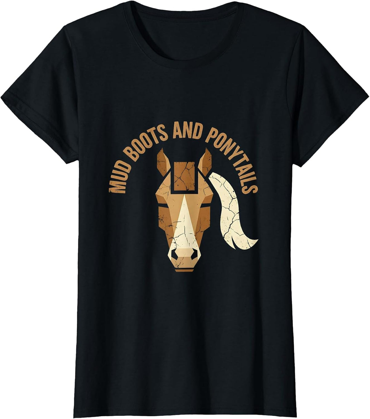 Mud Boots and Ponytails Equestrian Design T-Shirt - Black