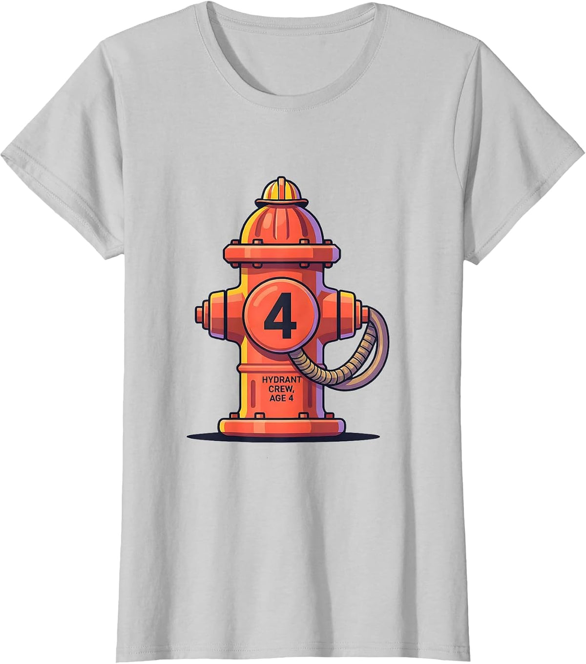 Women's Hydrant Crew Age 4 Flat Vector Firefighter Toddler Kids T-Shirt - Silver Grey
