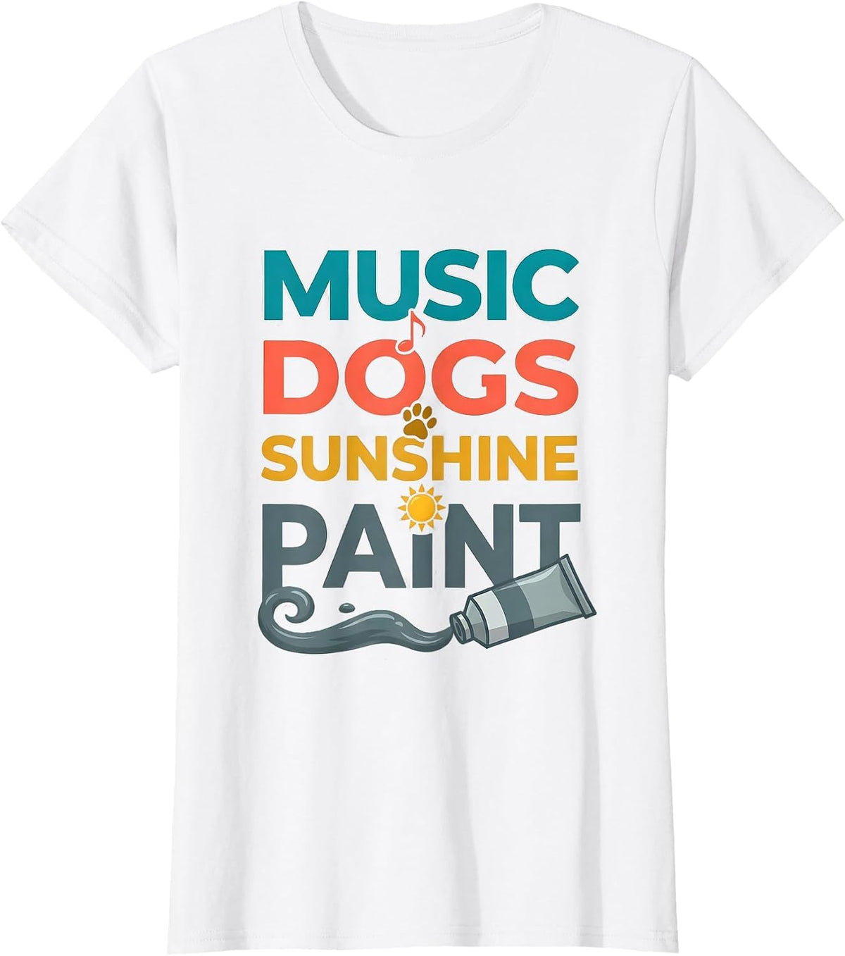 Music Dogs Sunshine Paint Art Teacher Back To School Gift T-Shirt - White