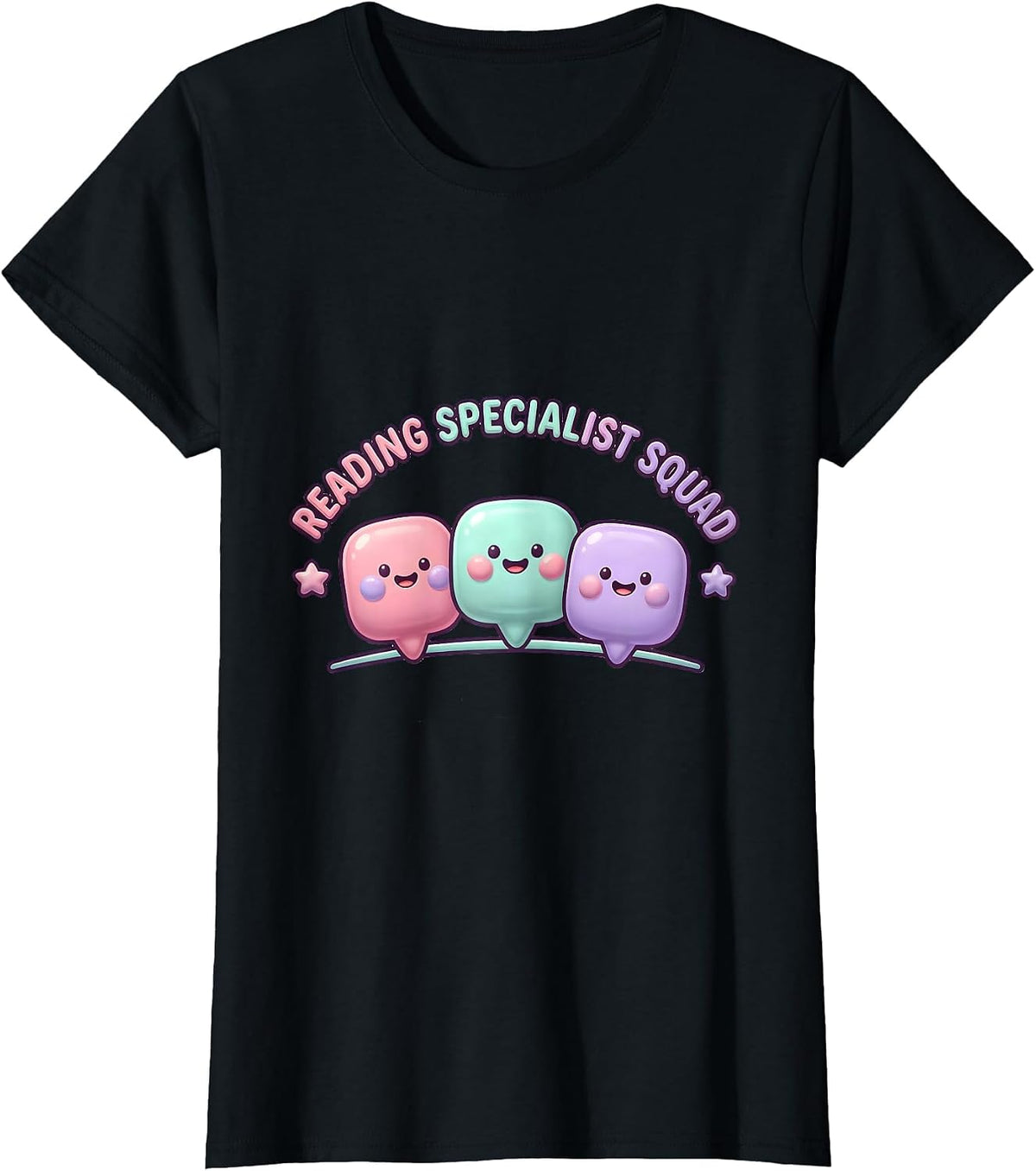 Reading Specialist Squad Cute Kawaii Literacy Teacher Team T-Shirt - Black