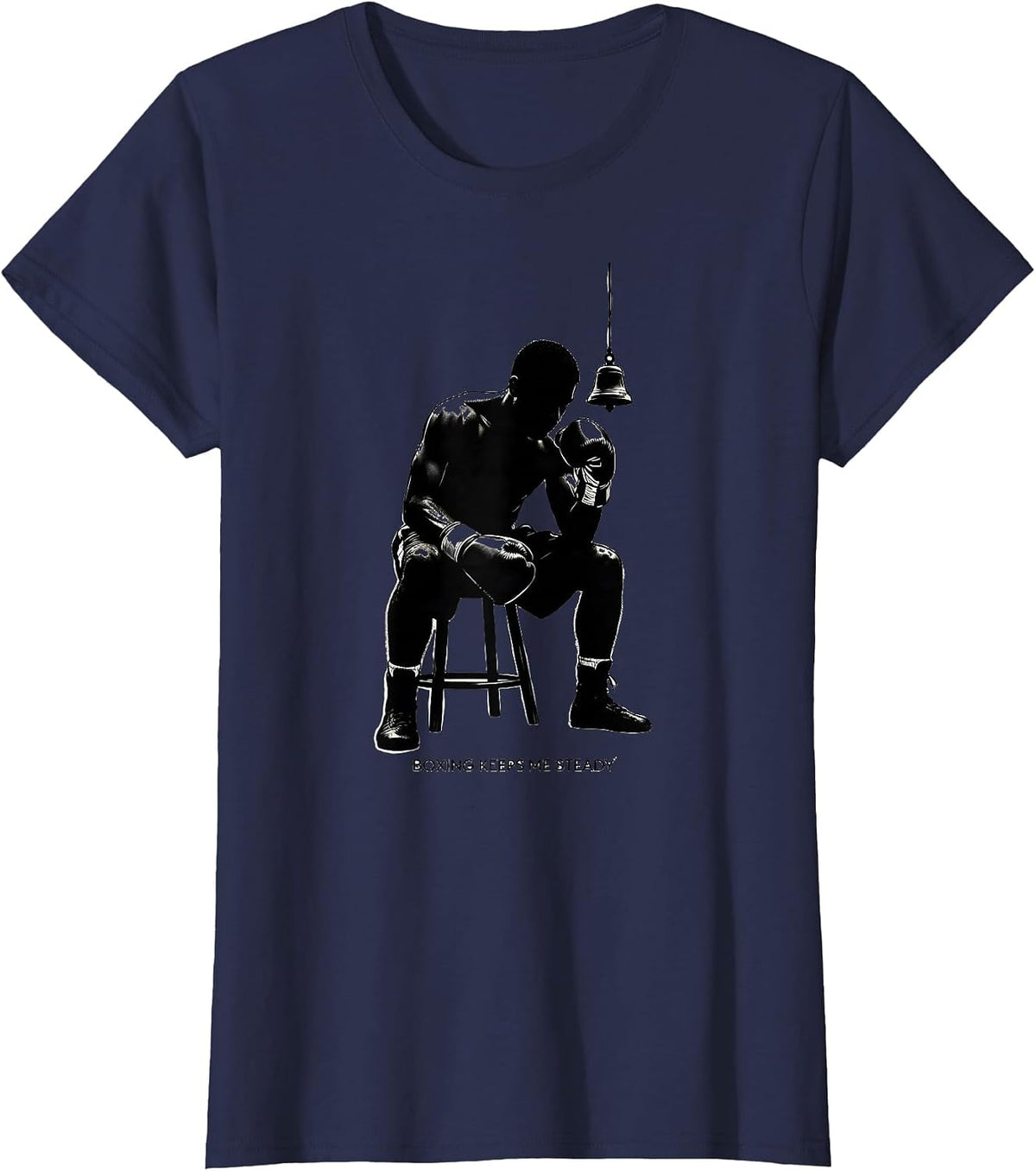 Women's Boxing Keeps Me Steady Silhouette Boxing Fan Gift T-Shirt - Navy Blue