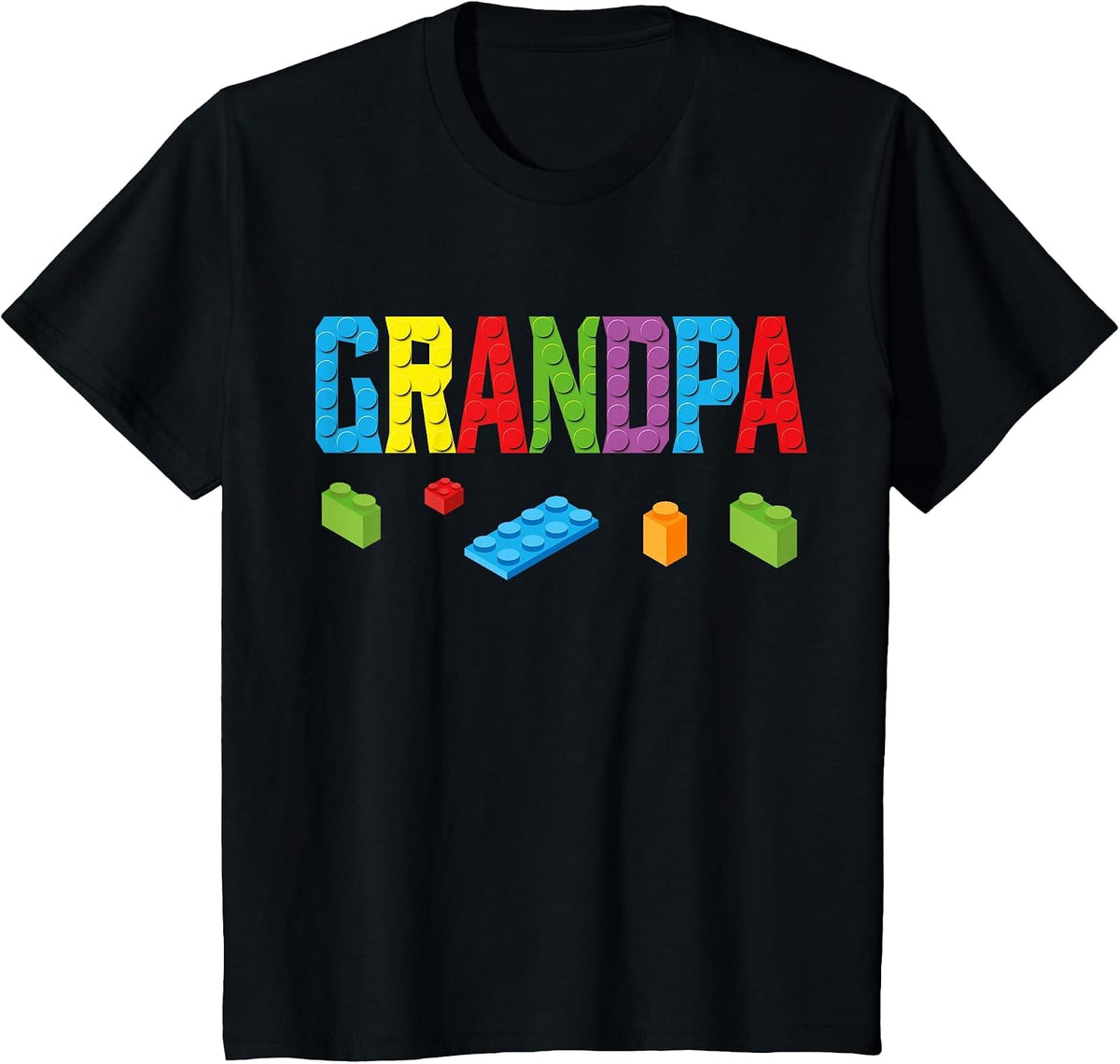 Grandpa Master Builder Building Bricks Blocks Family Set T-Shirt - Black