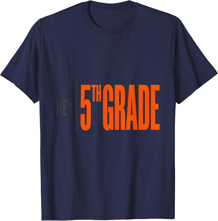 Hey 5th Grade Minimalist Back To School Teacher Student T-Shirt - Navy Blue