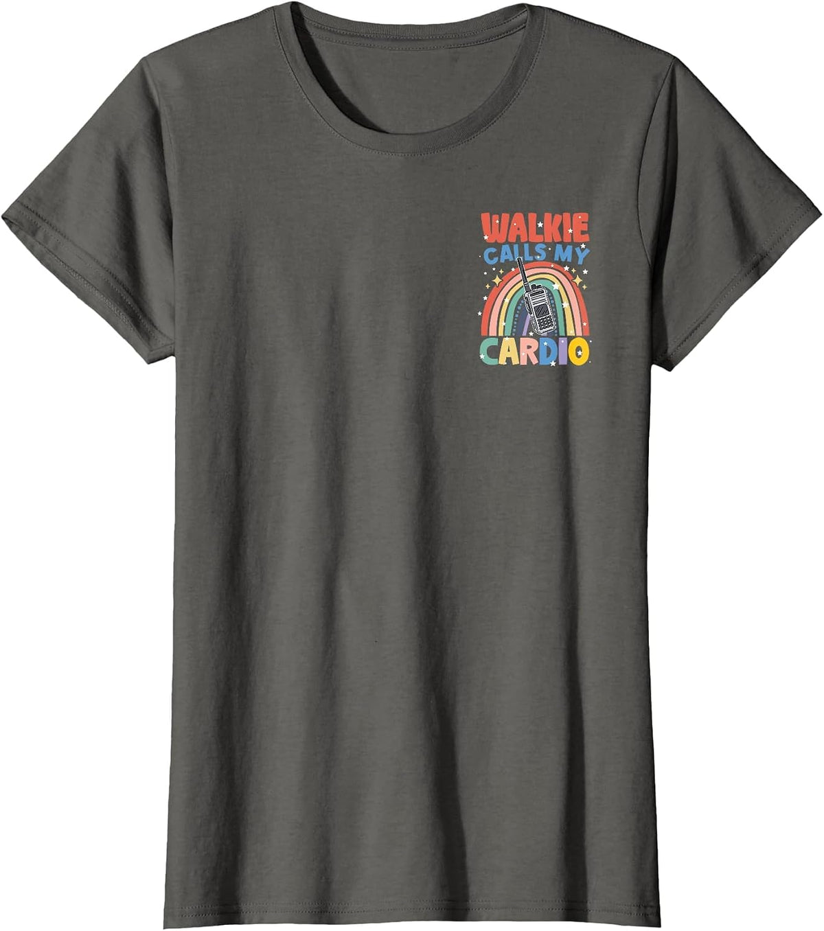 Walkie Calls My Cardio Rainbow Radio Minimalist T-Shirt - Asphalt Grey