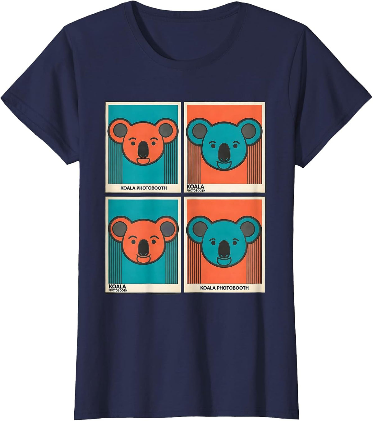 Women's Koala Photobooth Funny Animal Portrait Humor T-Shirt - Navy Blue