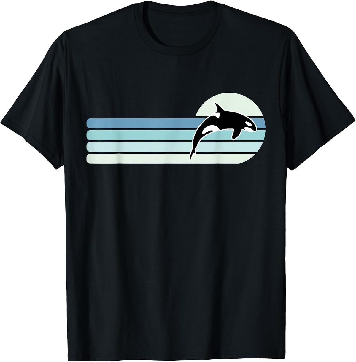 Retro Whale Orca T-Shirt - Black