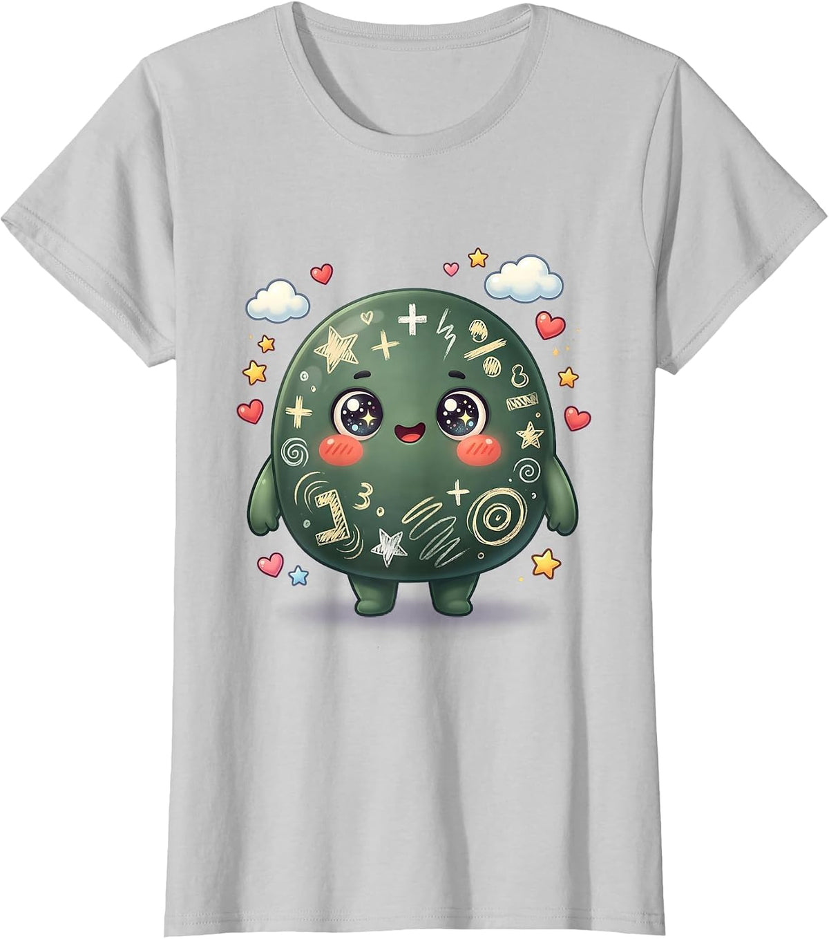 Math Teacher Chalkboard Equations Graphic T-Shirt - Silver Grey