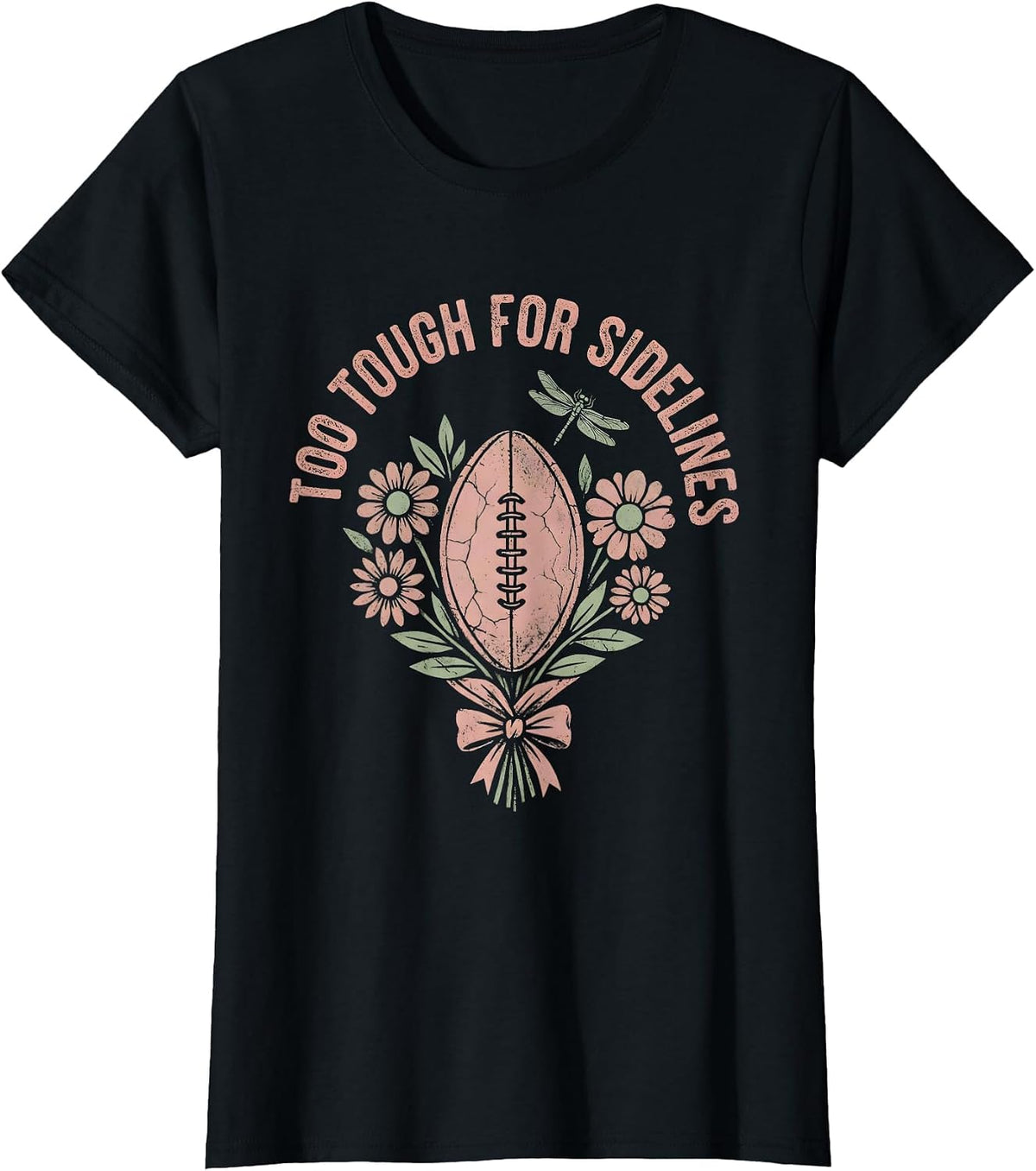 Too Tough For Sidelines Rugby Graphic Design T-Shirt - Black