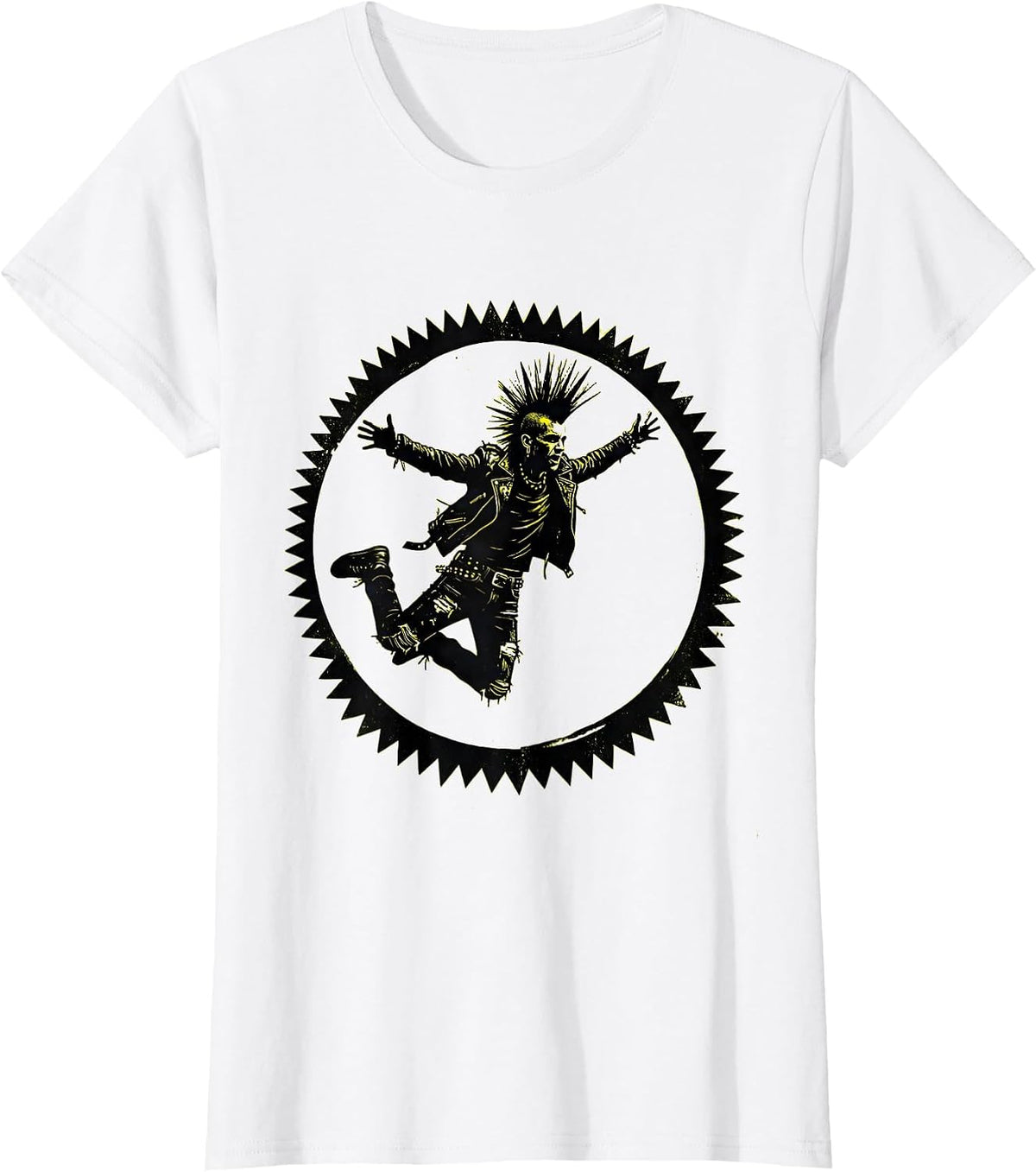 Punk Rocker Stage Dive Silhouette Graphic T-Shirt - White