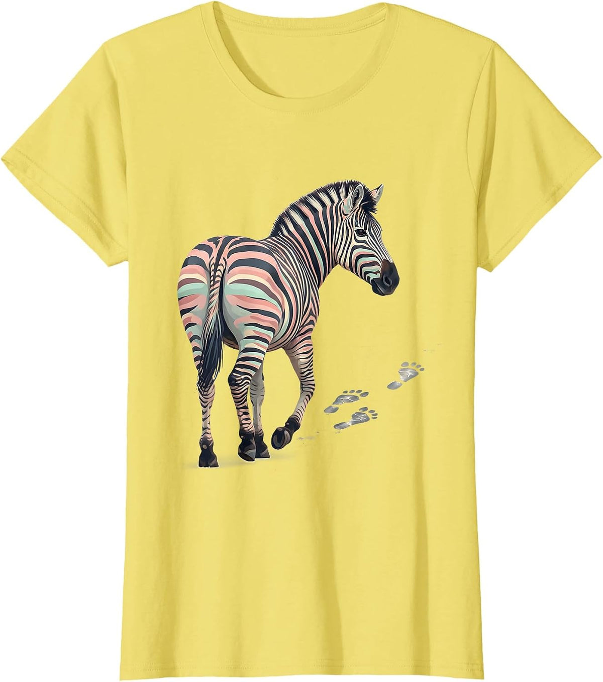Women's Zebra Stride EDS Down Syndrome Awareness Support T-Shirt - Lemon Yellow