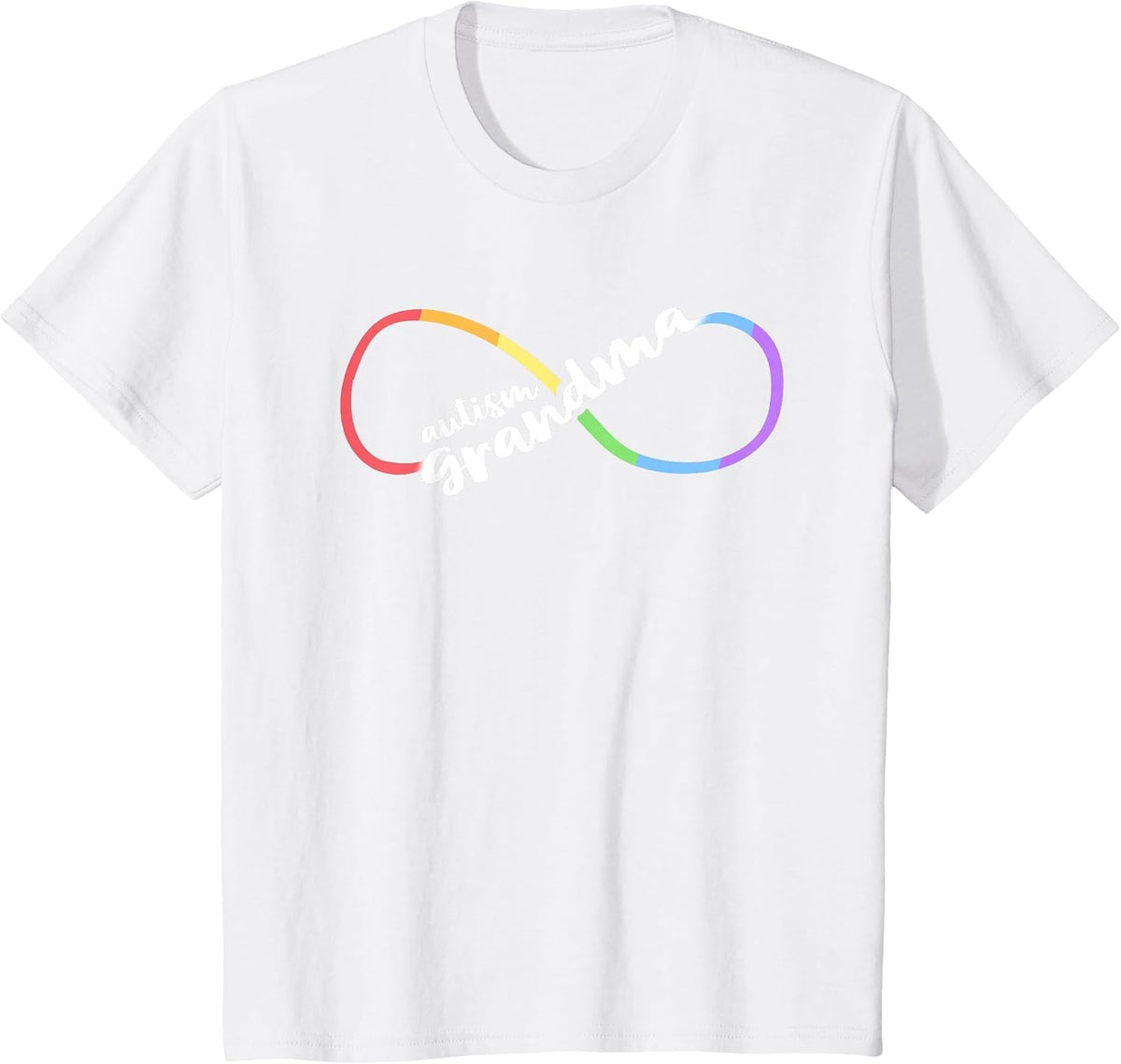Family Autism Awareness Symbol for Grandma Rainbow T-Shirt - White