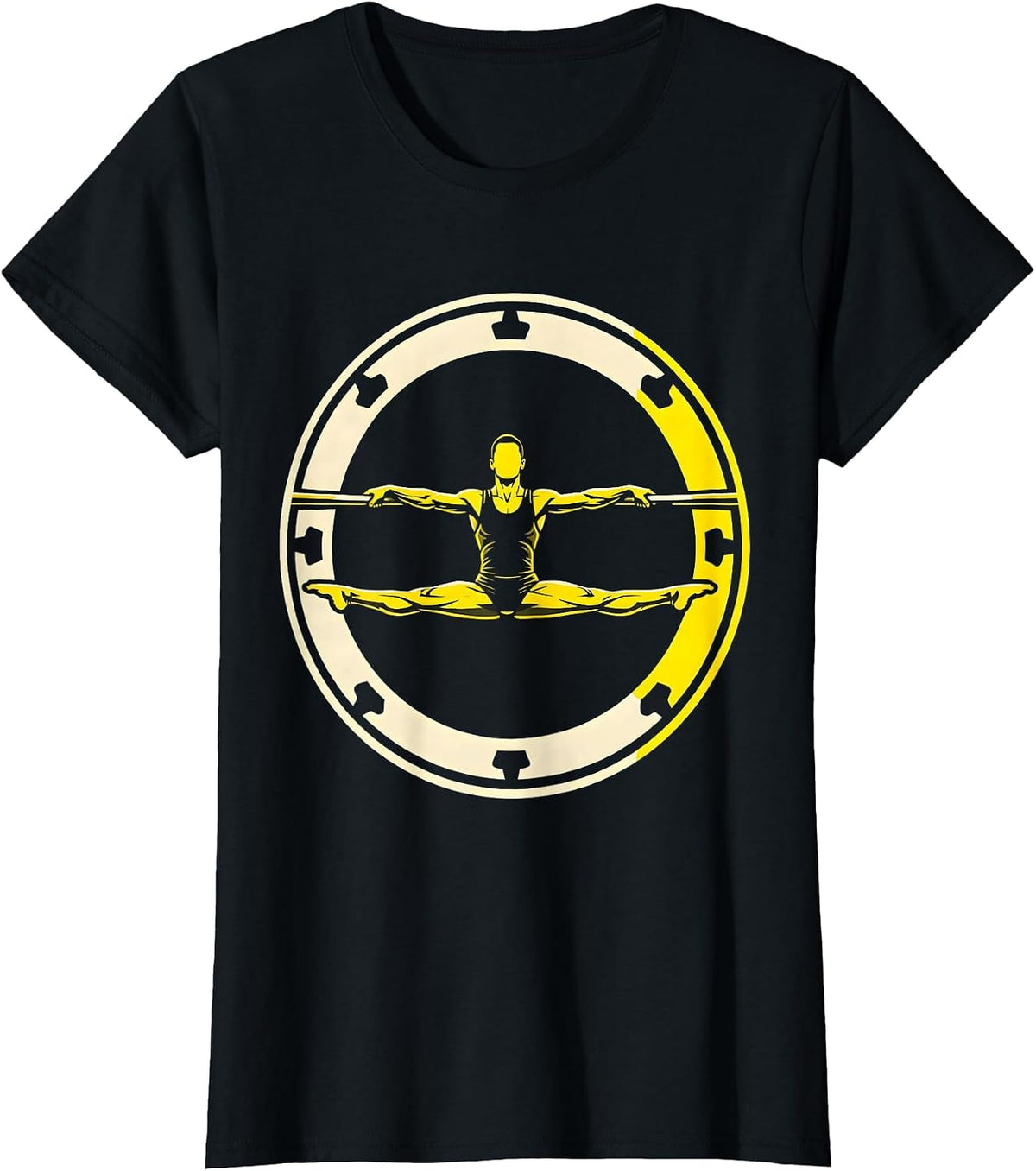 Gymnastics Iron Cross Parallel Bars Illustration T-Shirt - Black