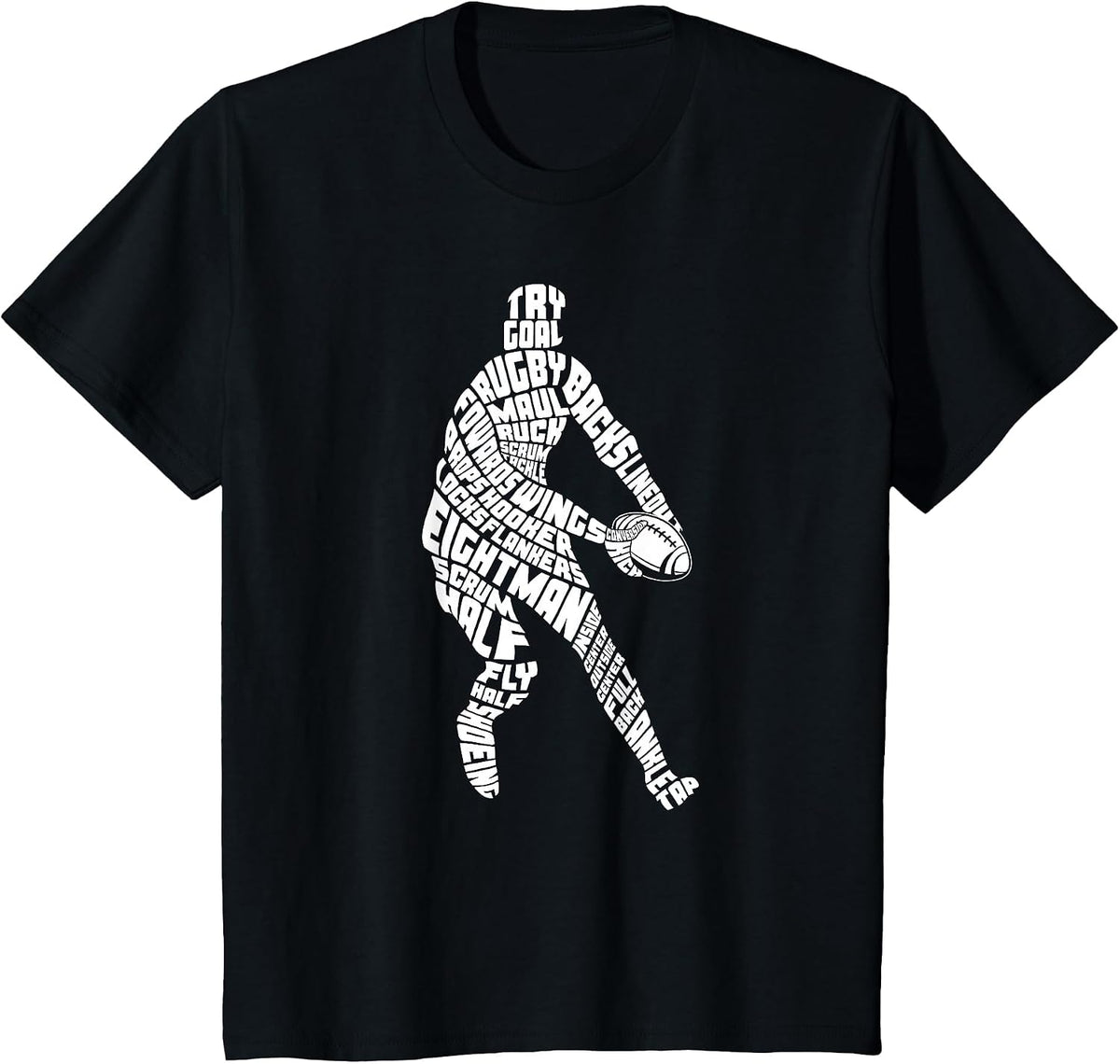 Rugby Typography Word Art T-Shirt - Black
