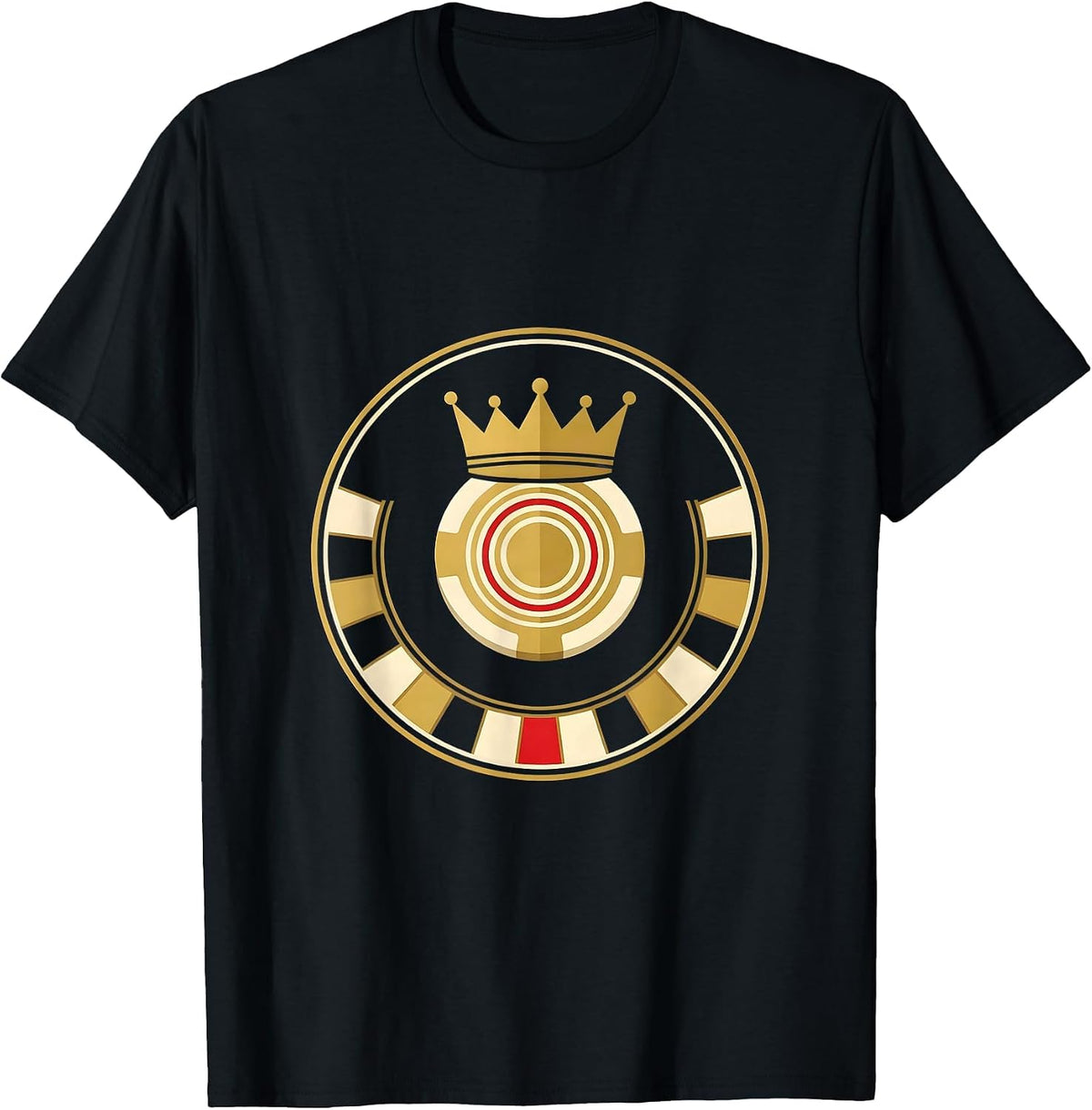 Men's Casino Seal Poker Chip Roulette Emblem Gambling Humor T-Shirt - Black