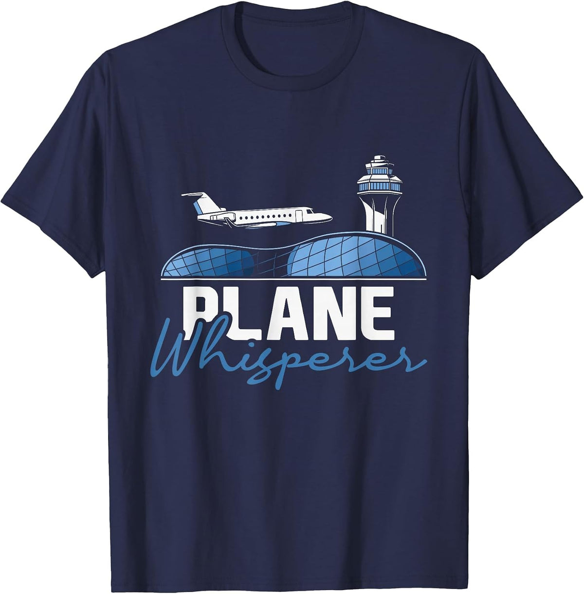 Plane Whisperer - Air Traffic Controller ATC Airfield T-Shirt - Navy Blue