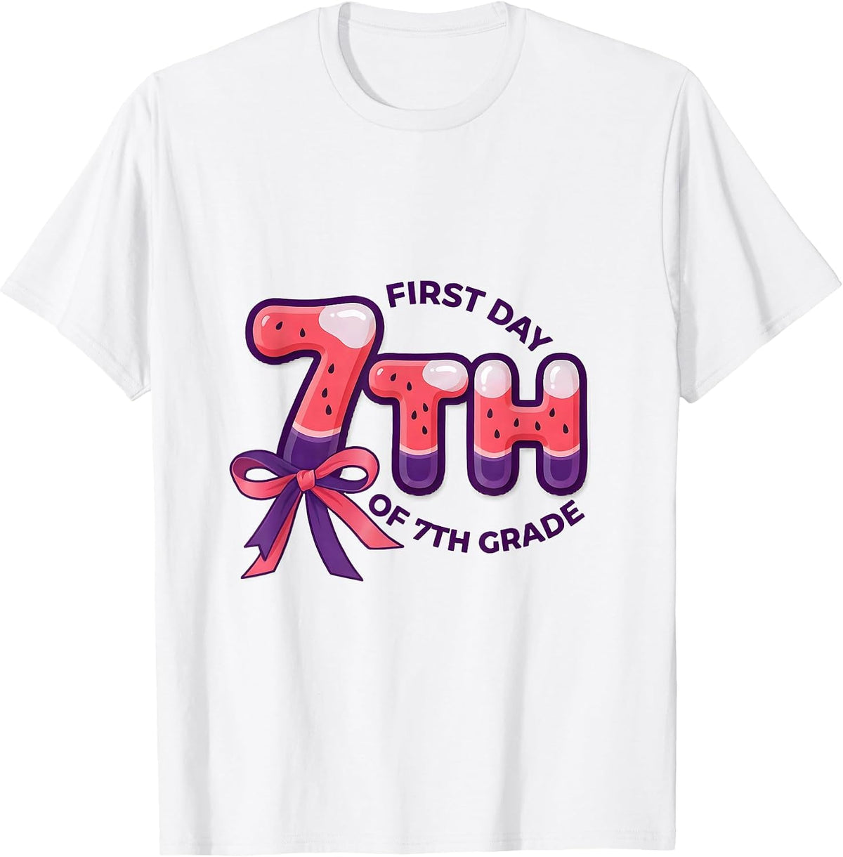 Men's First Day Of 7th Grade Coquette Bow Back To School T-Shirt - White
