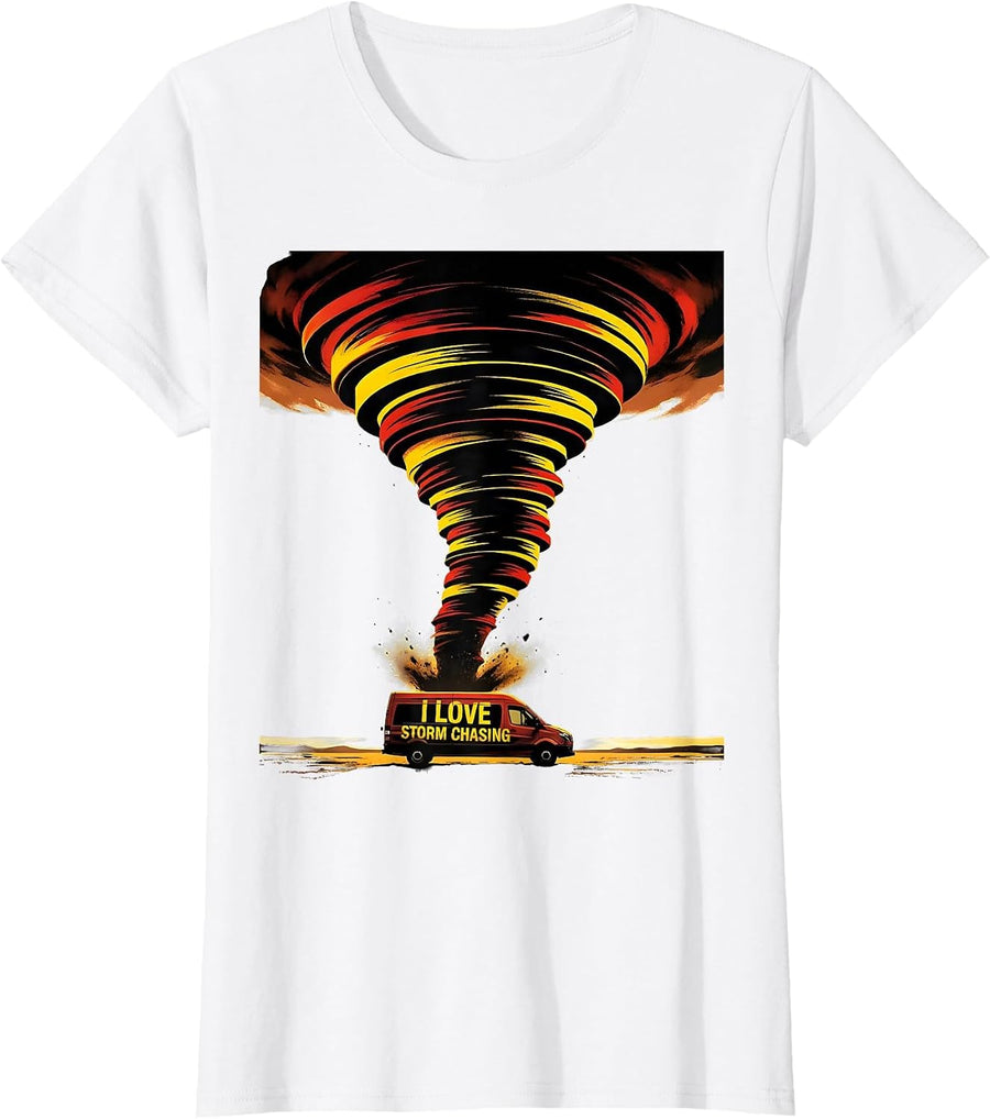 Women's I Love Storm Chasing Funny Tornado Chaser Meteorology T-Shirt - White