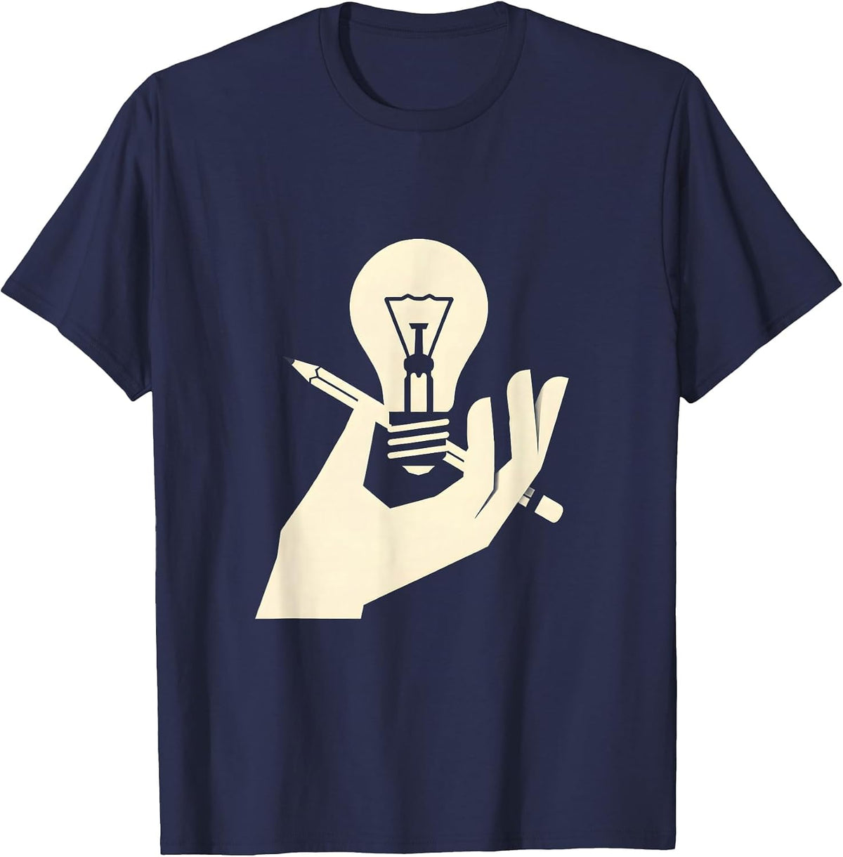 5th Grade Teacher Lightbulb Pencil Graphic T-Shirt - Navy Blue