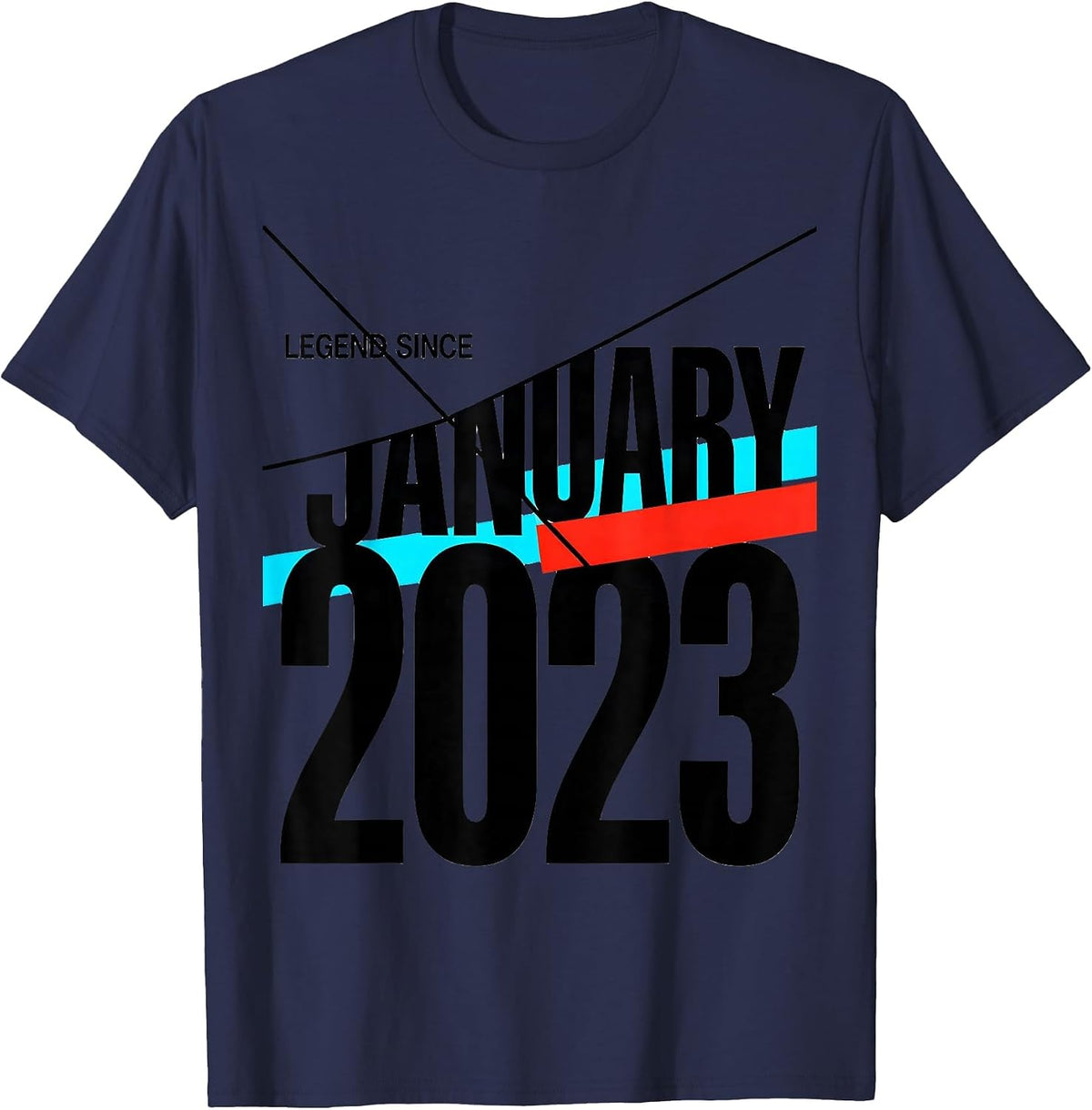 Men's Legend Since January 2023 Birthday Milestone New Wave T-Shirt - Navy Blue