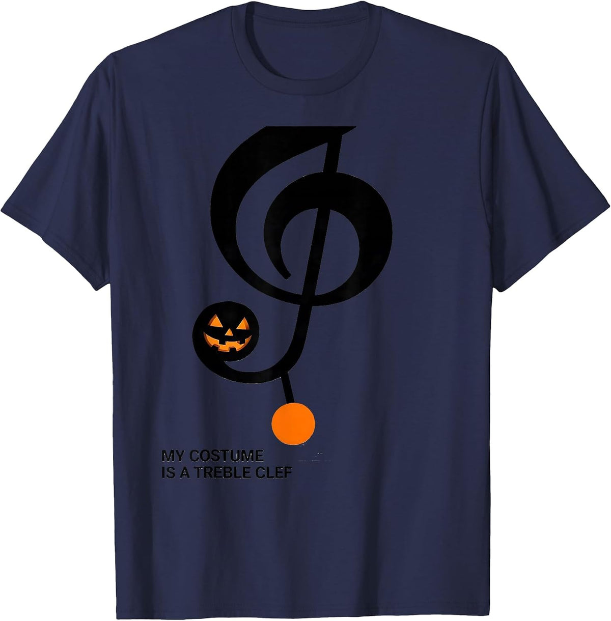 Men's My Costume Is A Treble Clef Funny Music Teacher Halloween T-Shirt - Navy Blue