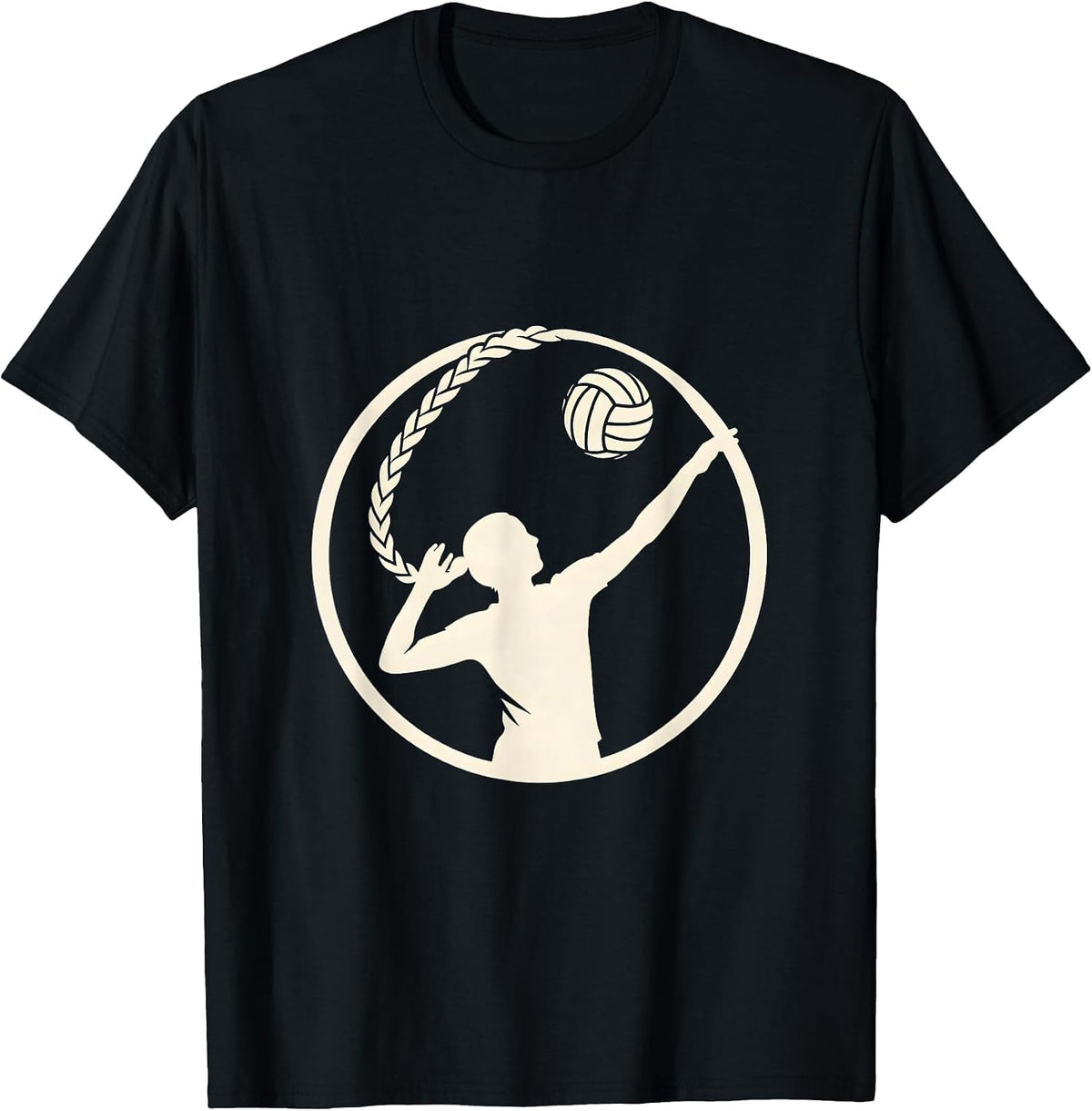 Men's Volleyball Jump Serve Braid Graphic Tee T-Shirt - Black