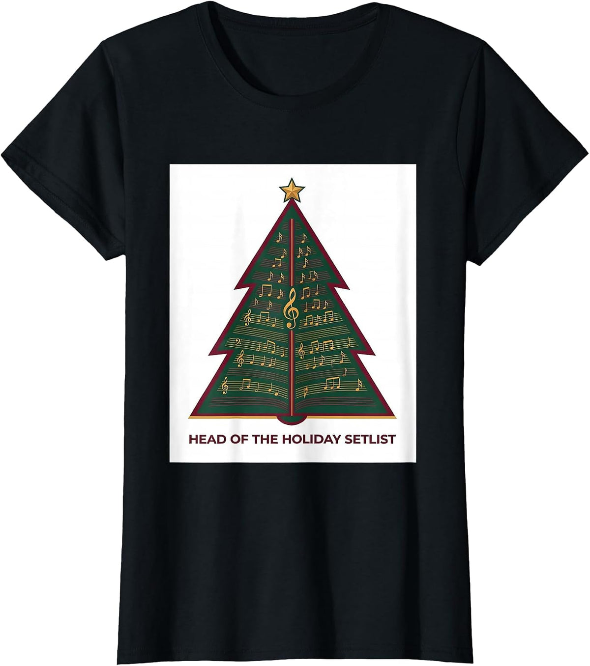 Women's Head Of The Holiday Setlist Festive Music Teacher Christmas T-Shirt - Black