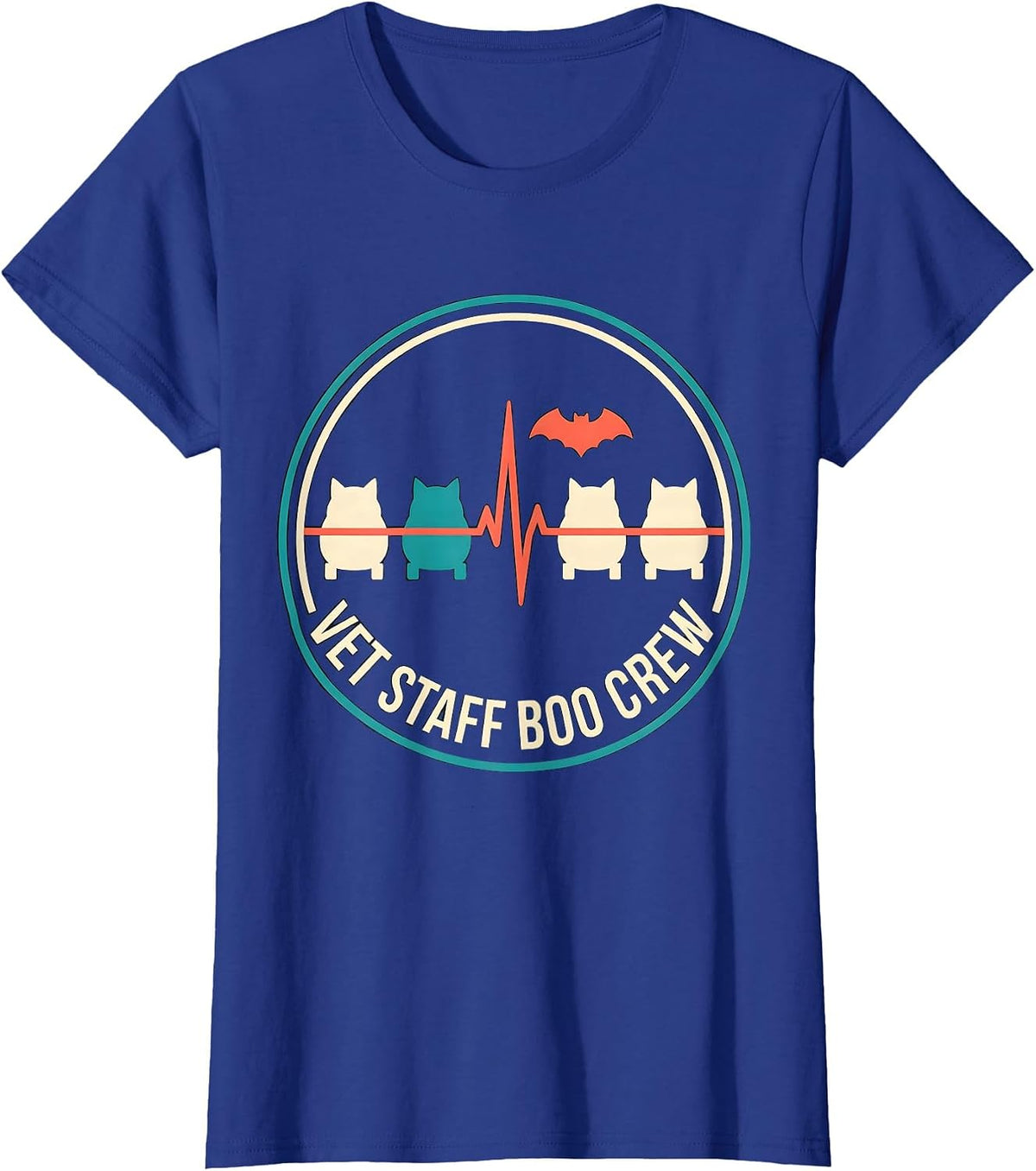 Women's Vet Staff Boo Crew Funny Vet Tech Halloween Season T-Shirt - Royal Blue