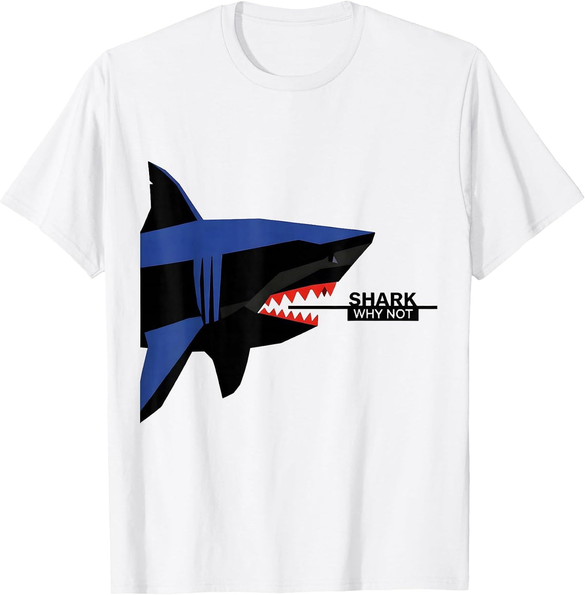 Men's Shark Why Not Geometric Funny Ocean Animal Wildlife Lover T-Shirt - White