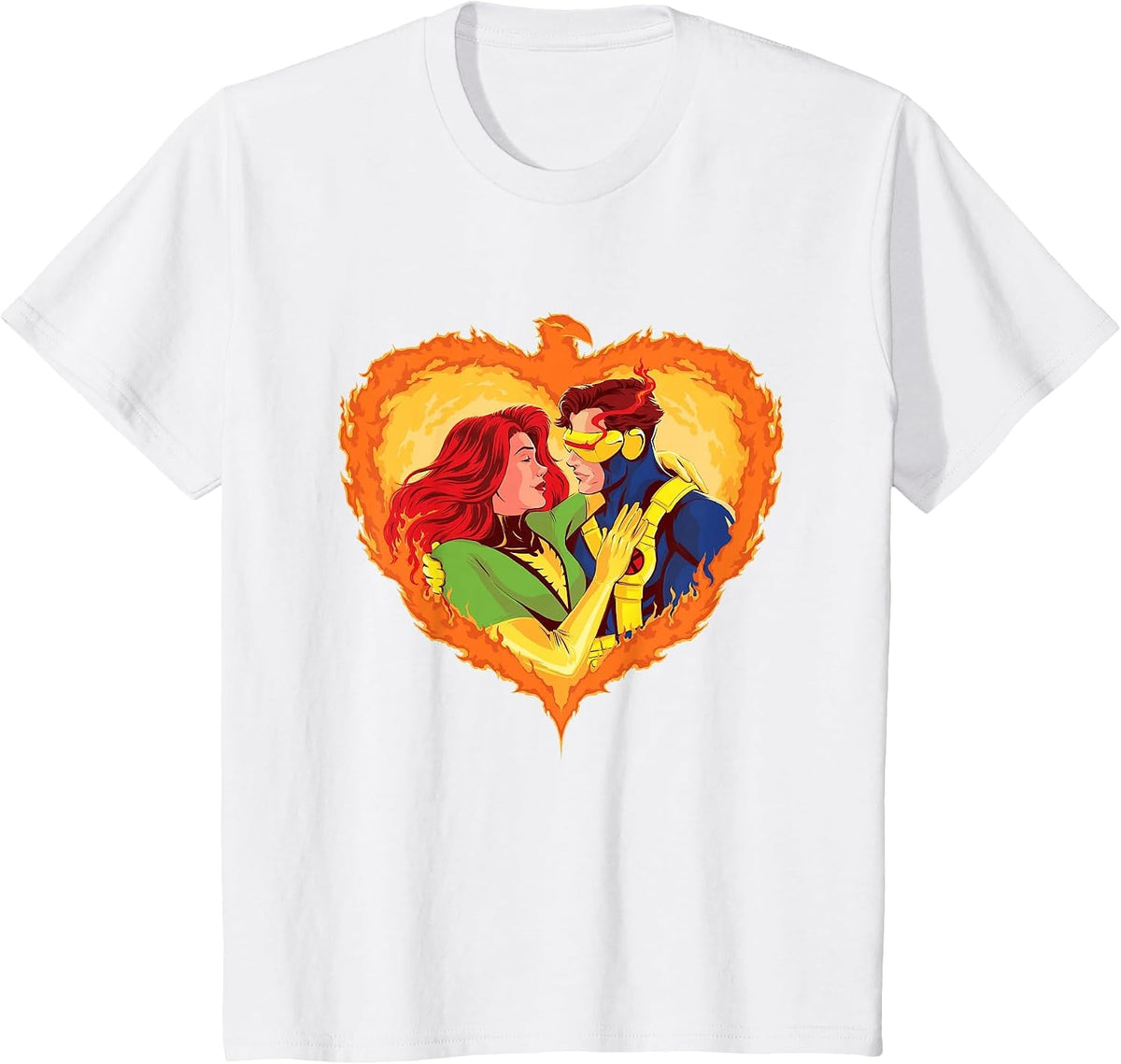 Marvel X-Men Jean Grey Cyclops Phoenix Heart Valentine’s Day T-Shirt - White