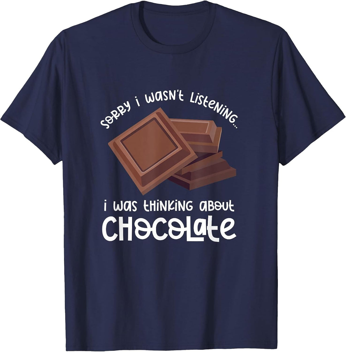 Pondering Over Chocolate Funny Saying Cocoa T-Shirt - Navy Blue