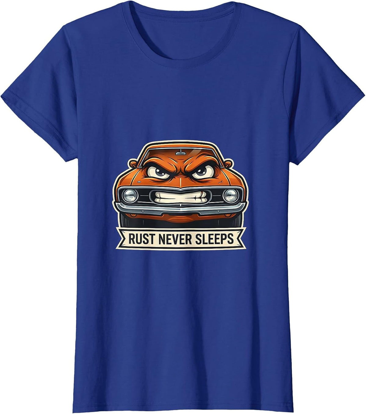 Women's Rust Never Sleeps Classic Car Enthusiast Design T-Shirt - Royal Blue