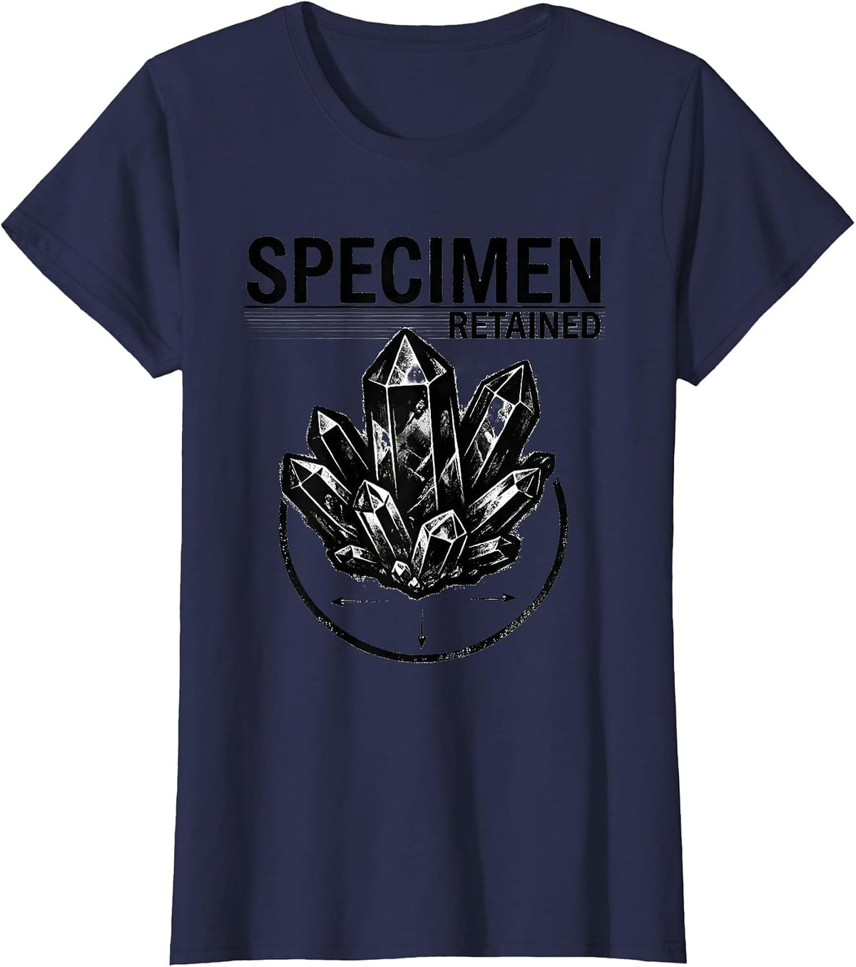 Women's Specimen, Retained Rubber Stamp Geology Rock Collector Humor T-Shirt - Navy Blue