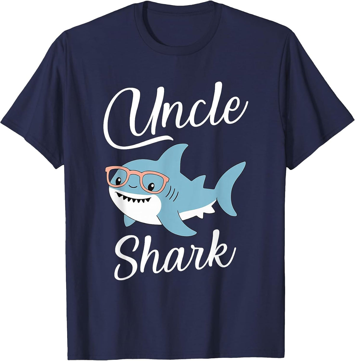 Uncle Shark Funny Matching T-Shirt - Navy Blue