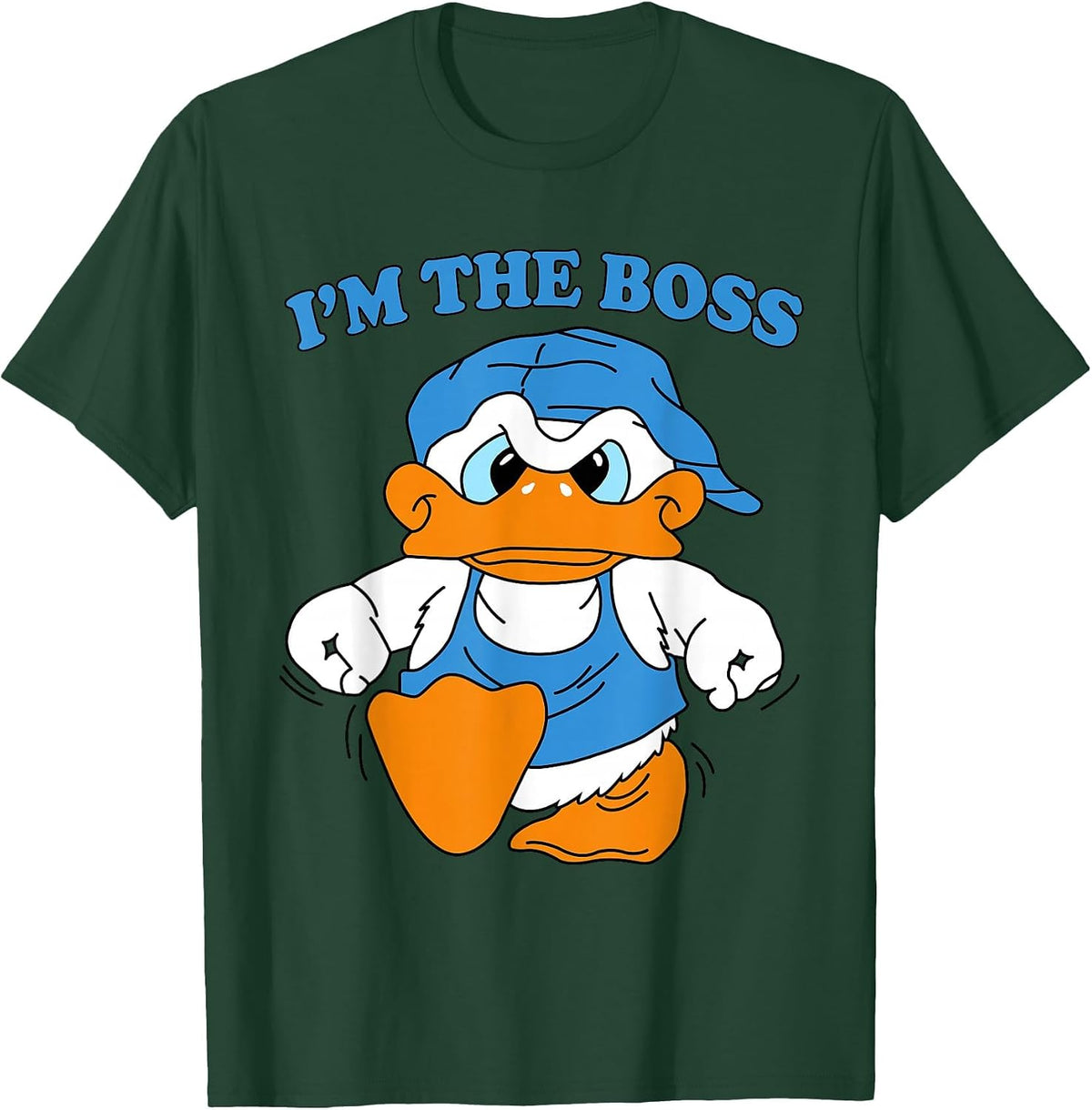 I'm The Boss Duck 90s Cartoon Tourist Souvenir T-Shirt - Dark Green