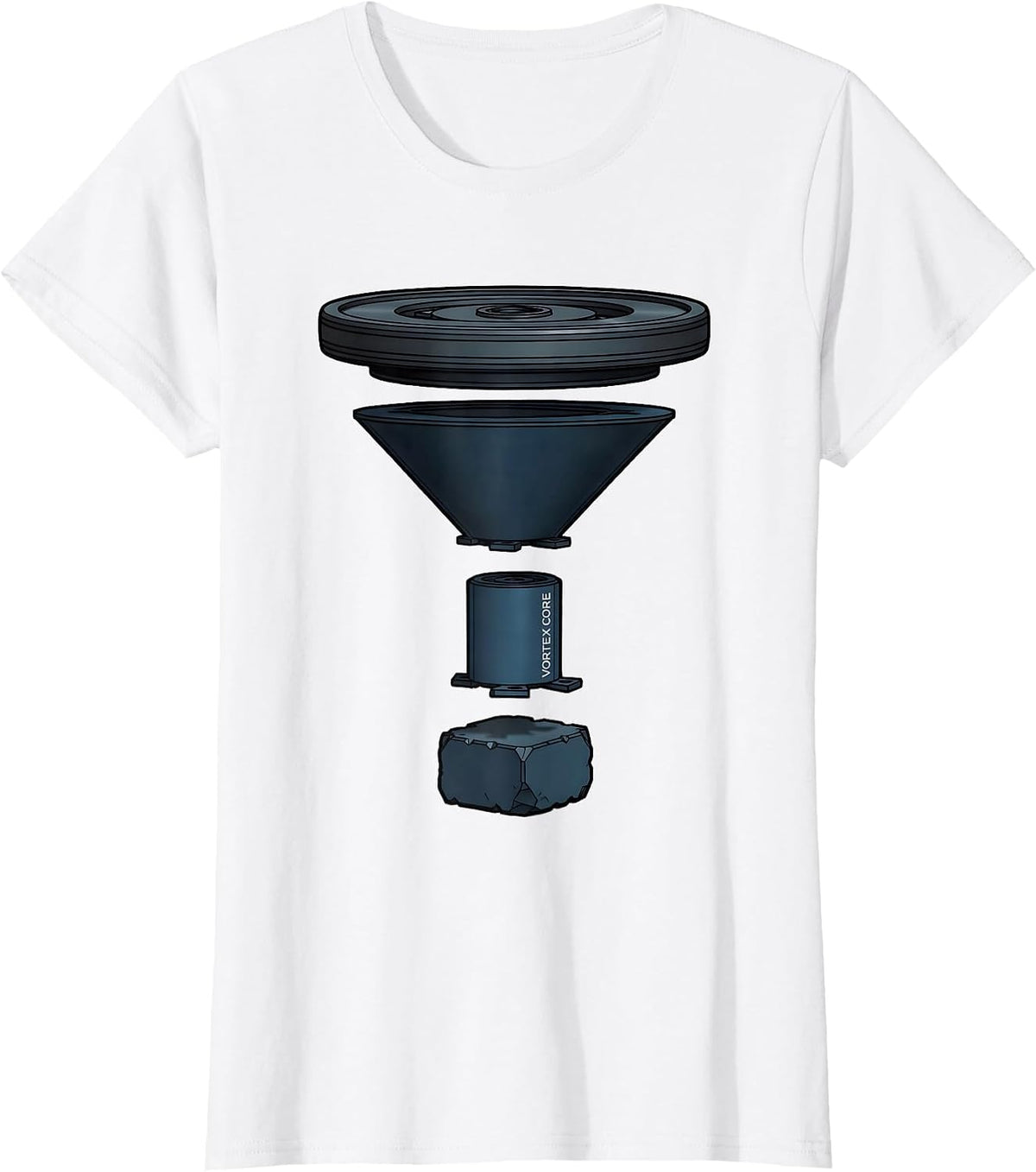 Women's Vortex Core Exploded View Technical Storm Chaser Tornado T-Shirt - White