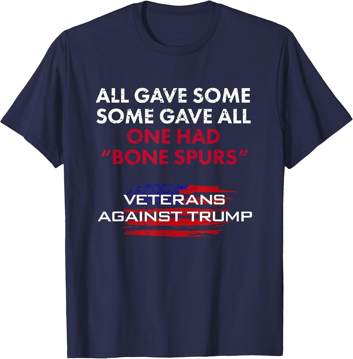 Veterans Anti-Trump Draft Dodger Bone Spores Vet T-Shirt T-Shirt - Navy Blue