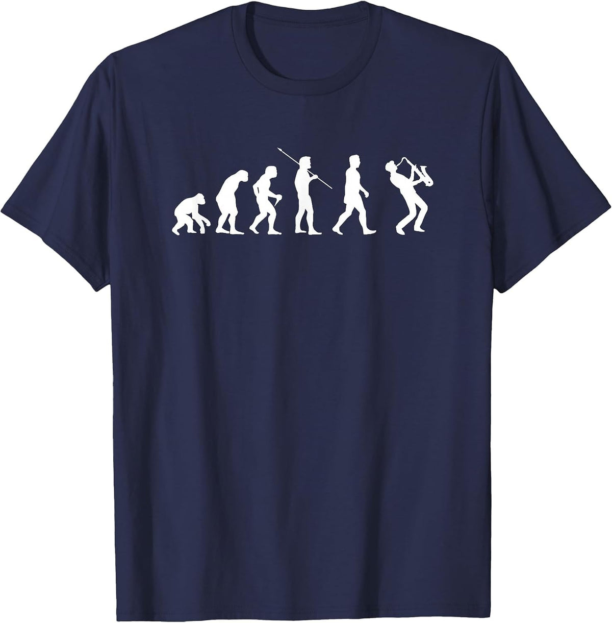 Funny Evolution Saxophone Players Sax Music Men T-Shirt - Navy Blue