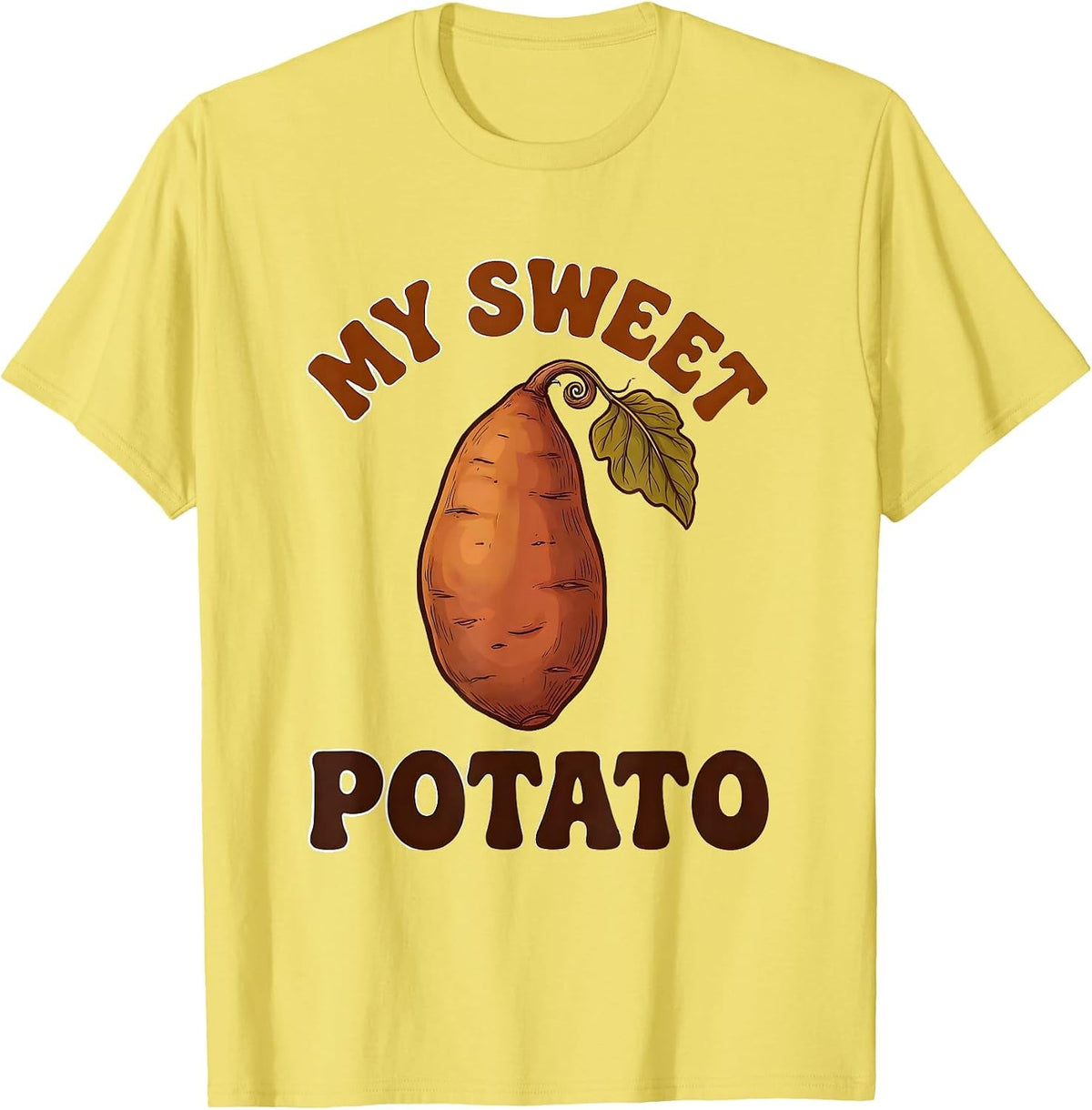 Men's My Sweet Potato Funny Thanksgiving Matching Couple Pun T-Shirt - Lemon Yellow