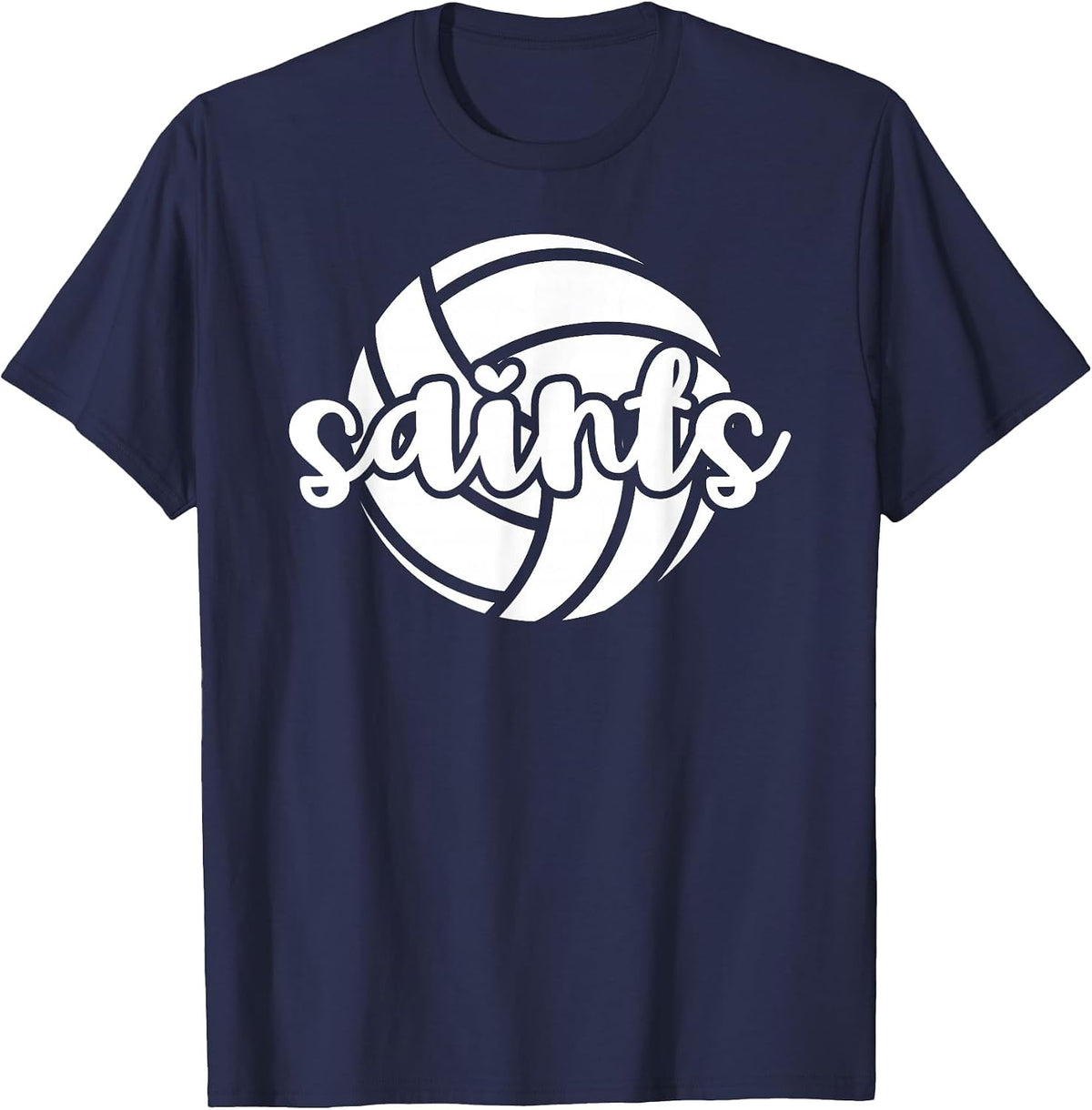 Saints Volleyball Team Mascot School Spirit Game Night T-Shirt - Navy Blue